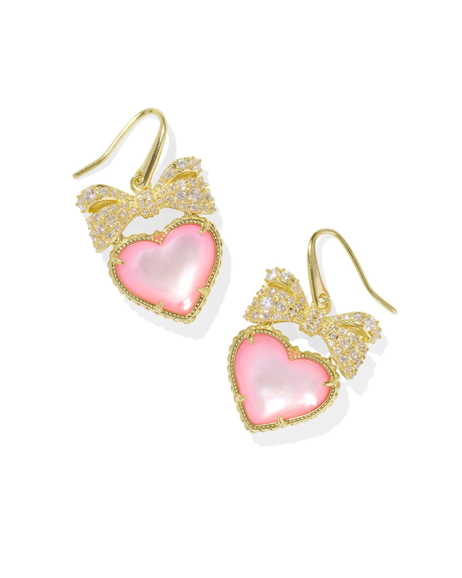 Haisley Heart Drop Earring in Gold Blush Ivory Mother of Pearl