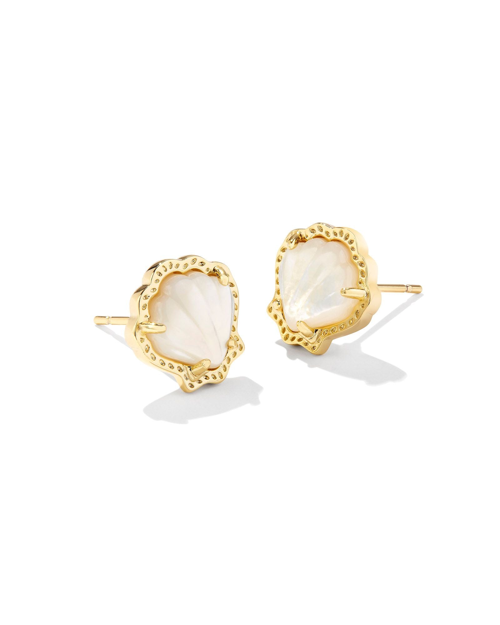 Brynne Shell Stud Earring in Gold Ivory Mother of Pearl