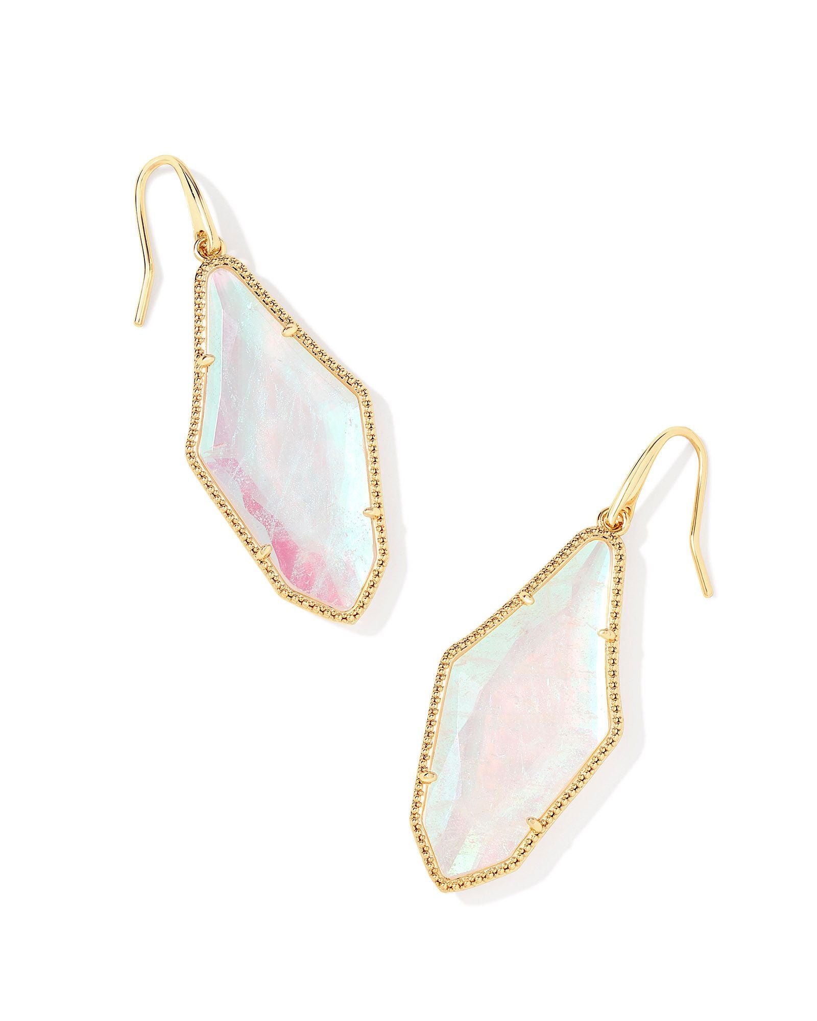 Evelyn Drop Earring in Gold Rock Crystal Dichroic