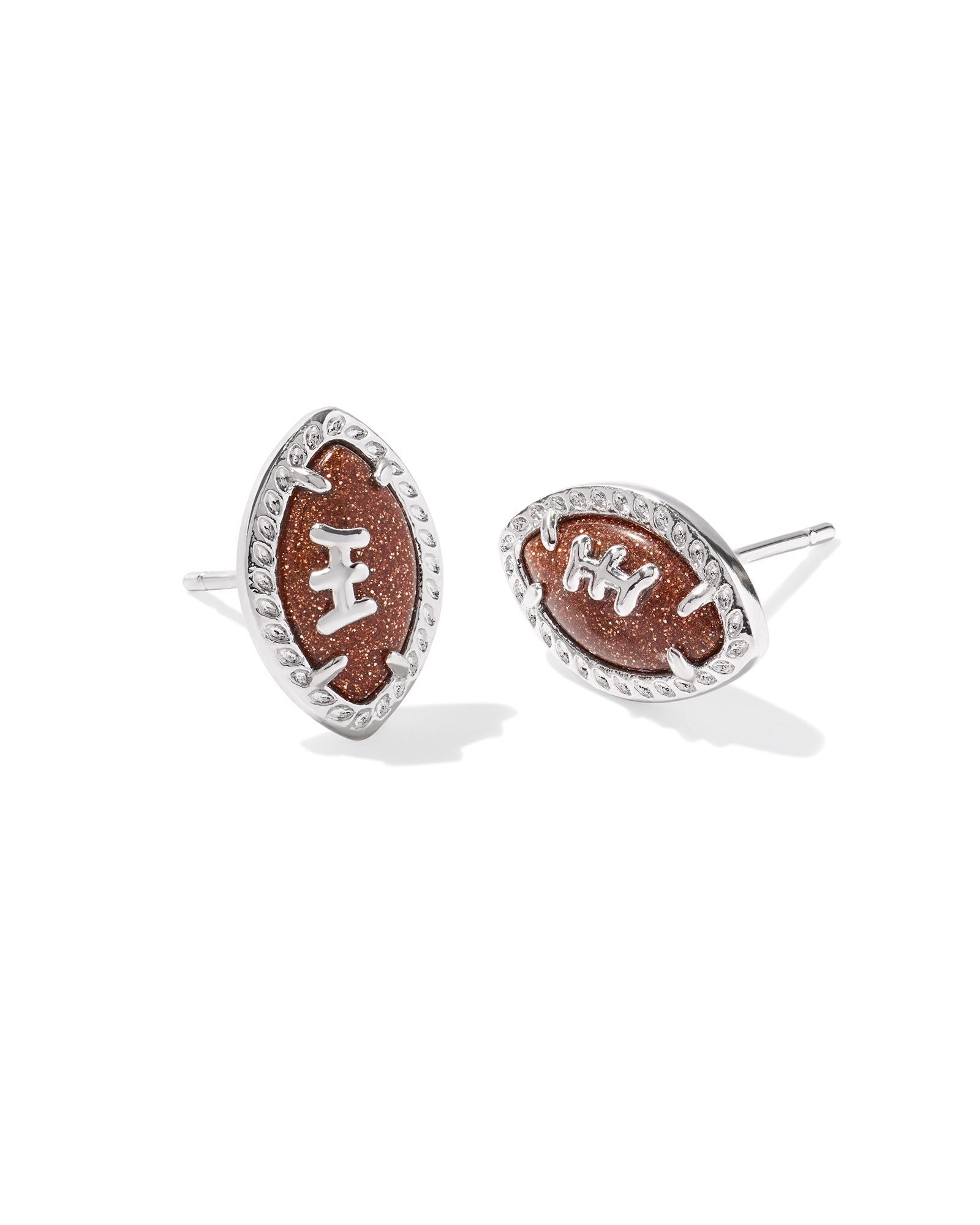 Football Stud Earring in Silver