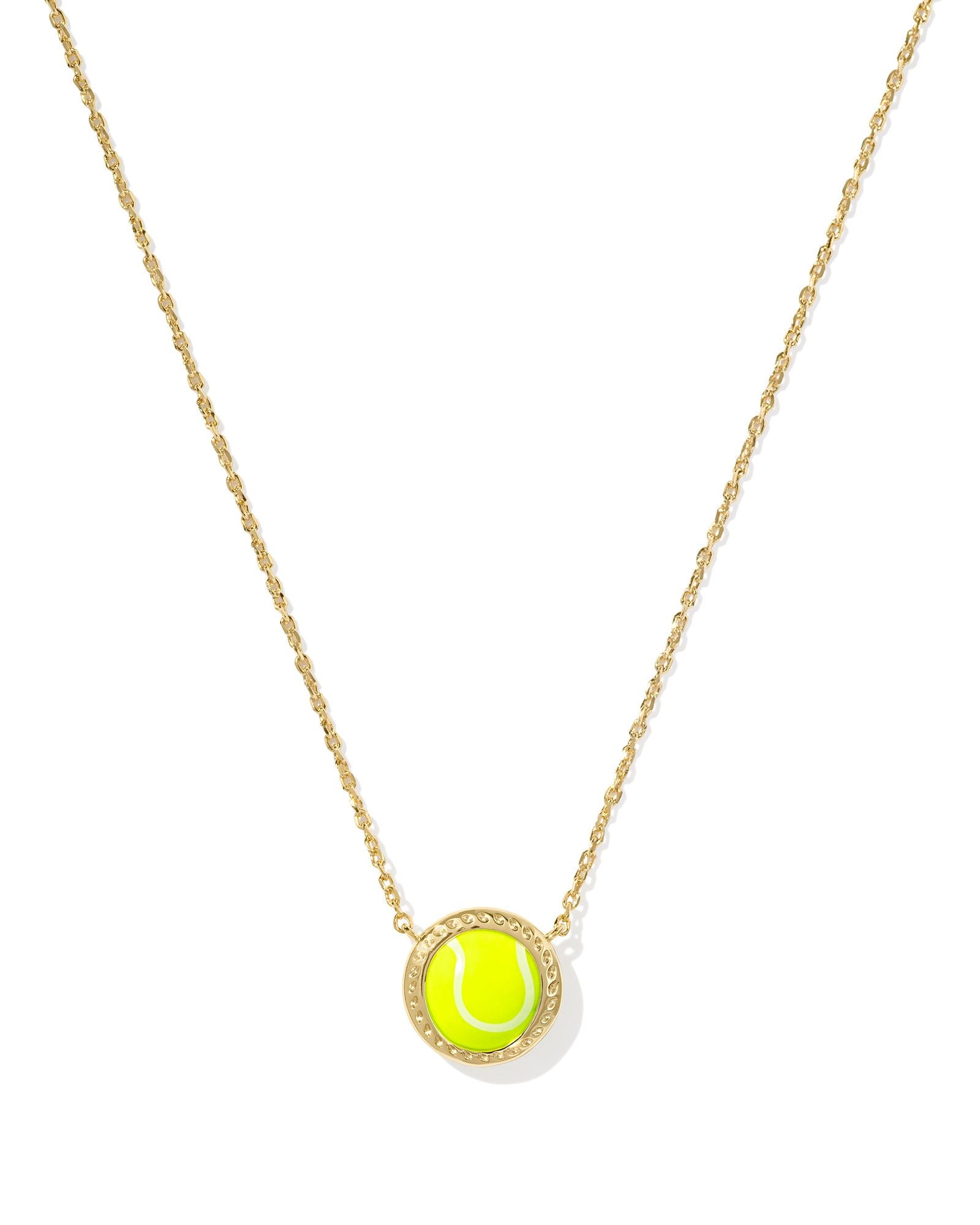 Tennis Short Pendant Necklace in Gold Chartreuse Magnesite