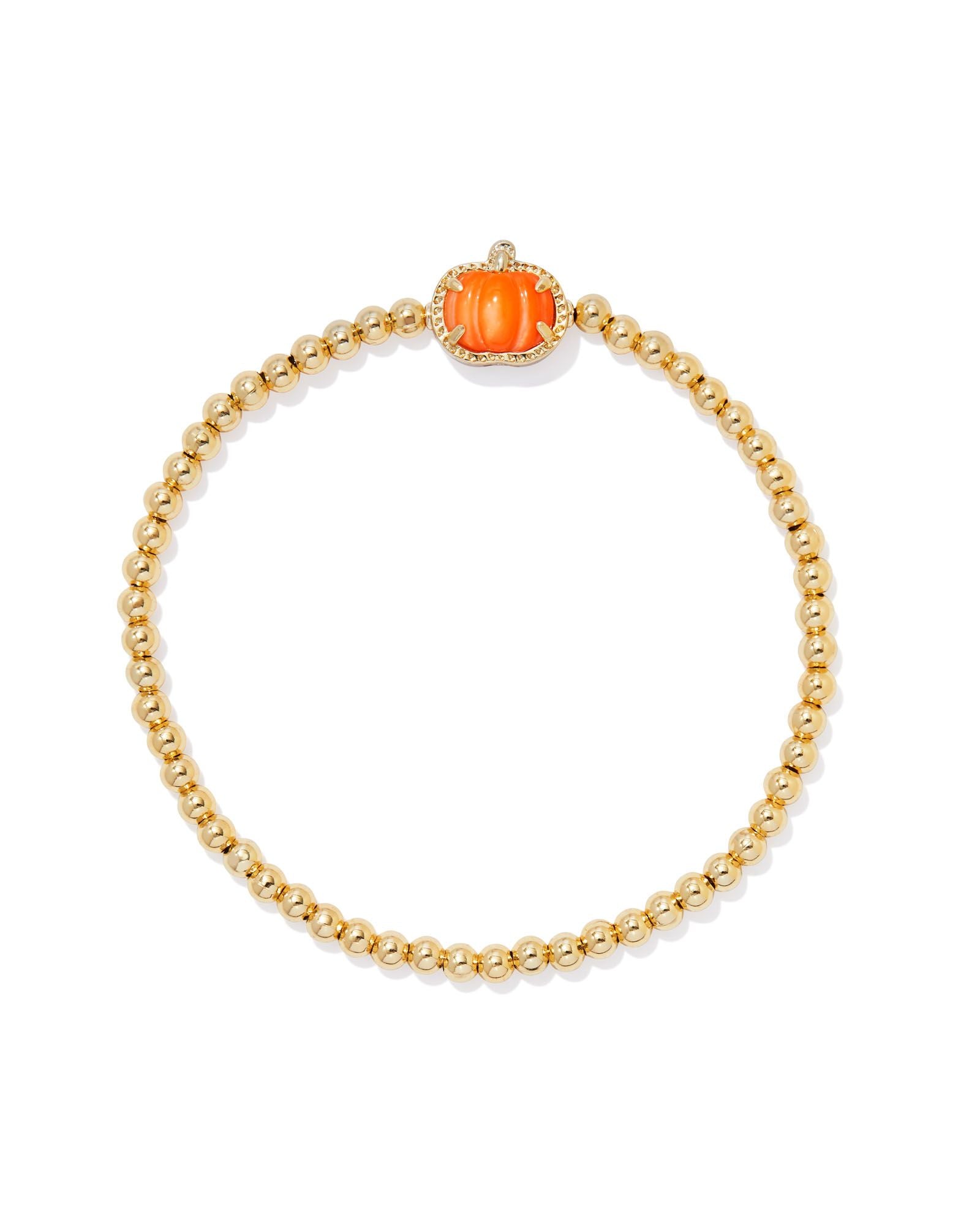 Pumpkin Stretch Bracelet in Gold Orange Mother of Pearl