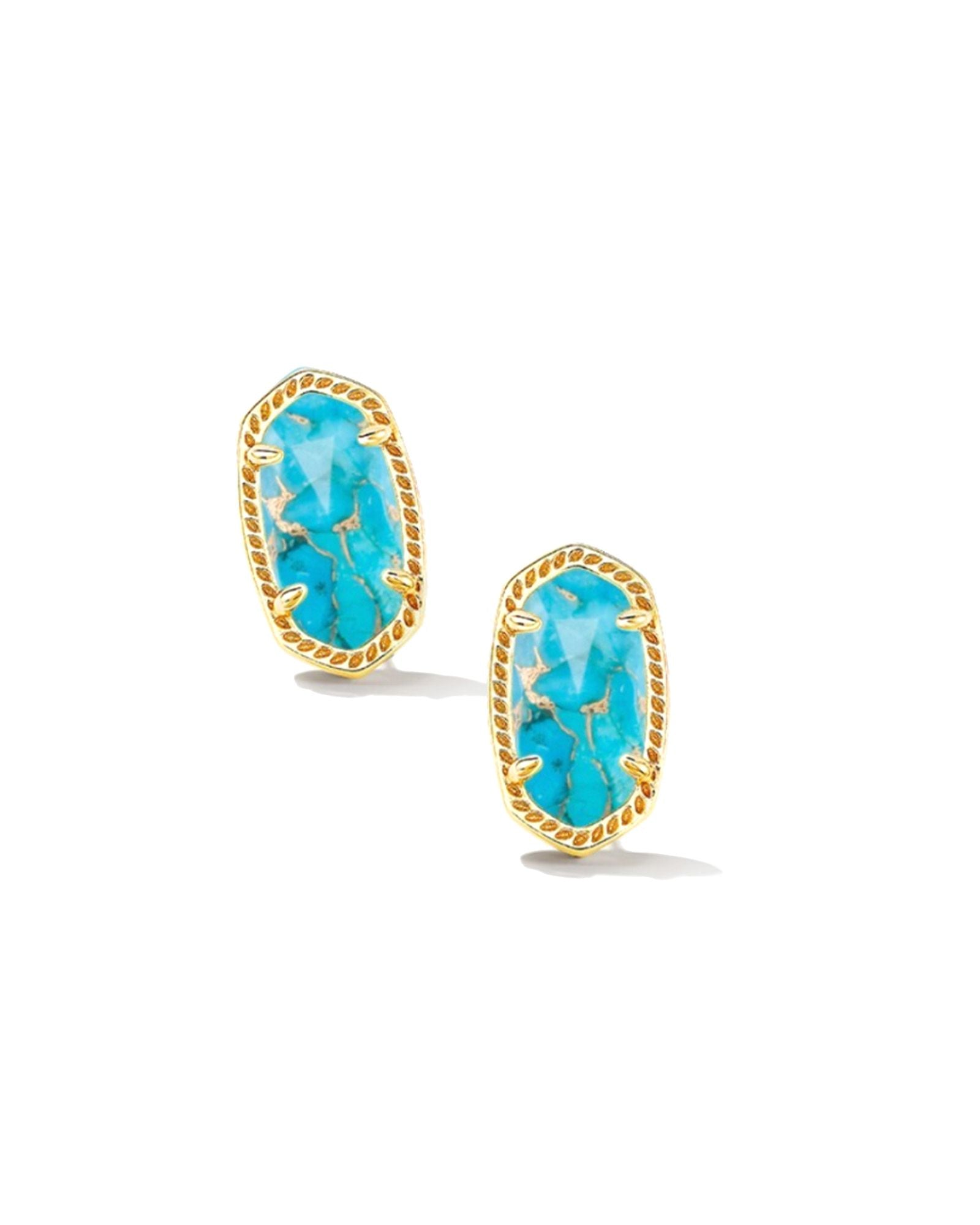 Ellie Earring in Gold Bronze Veined Turquoise