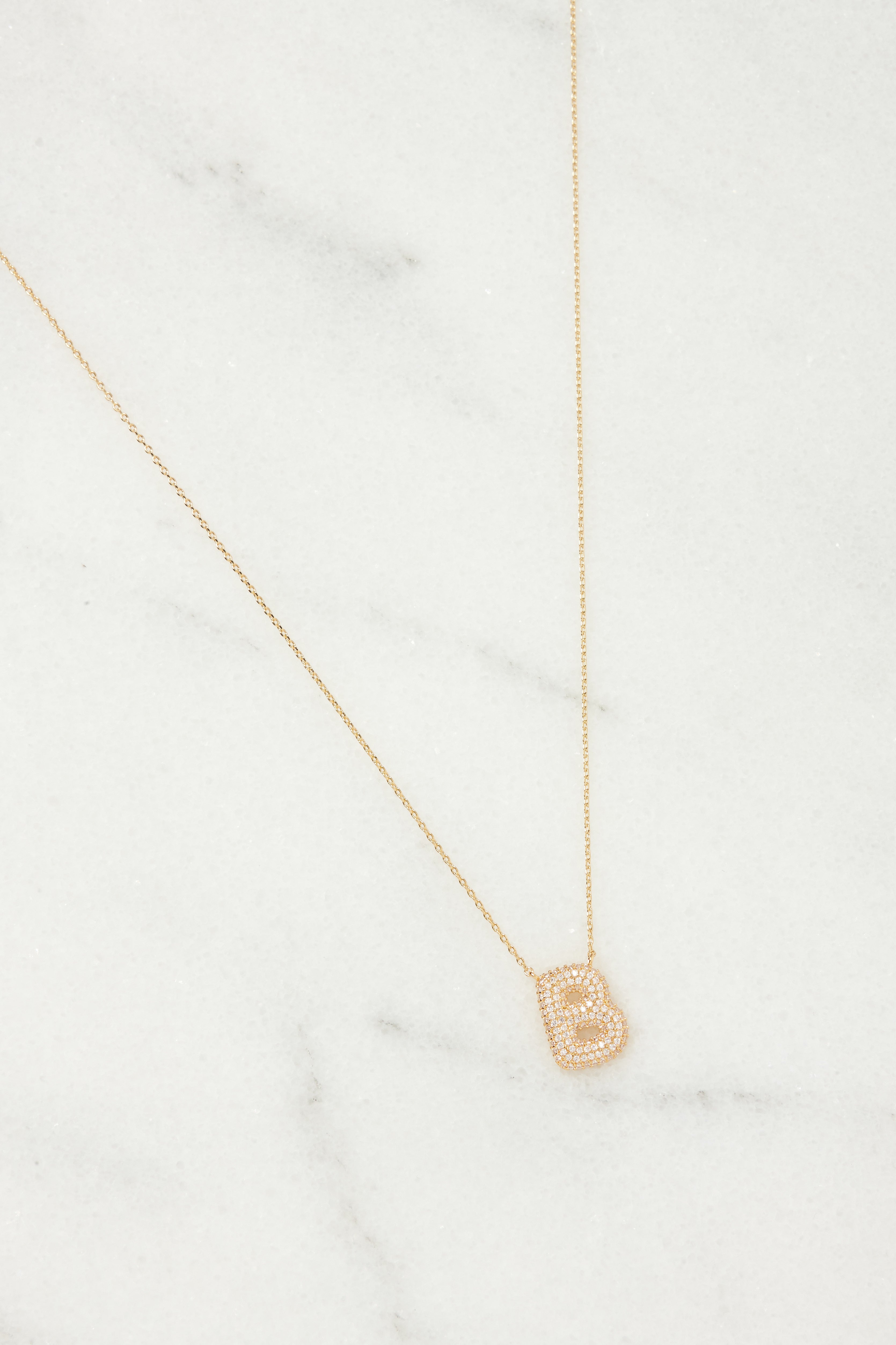 Dainty Bubble Rhinestone Initial Necklace