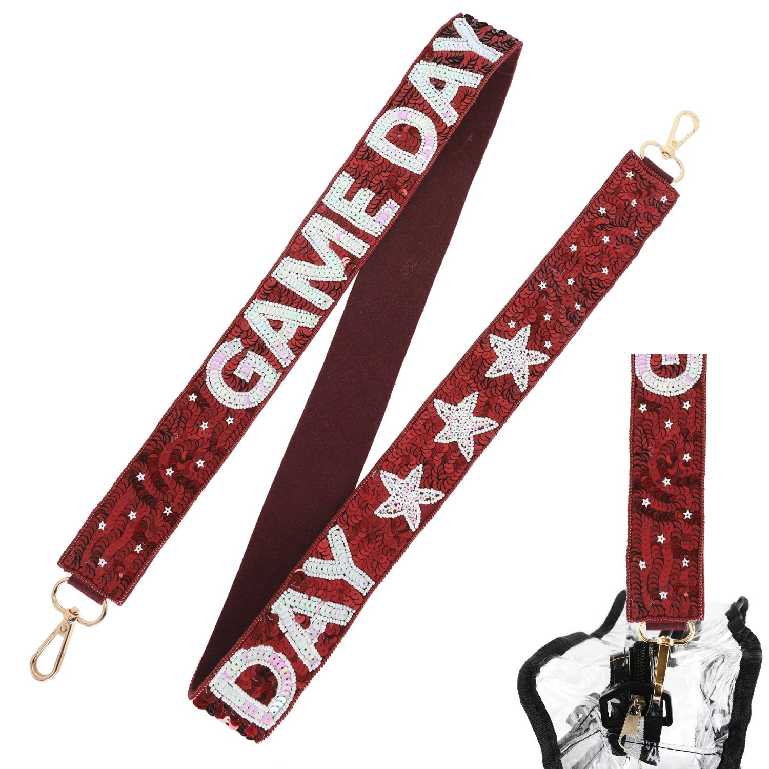 Beaded Game Day Purse Strap in Maroon