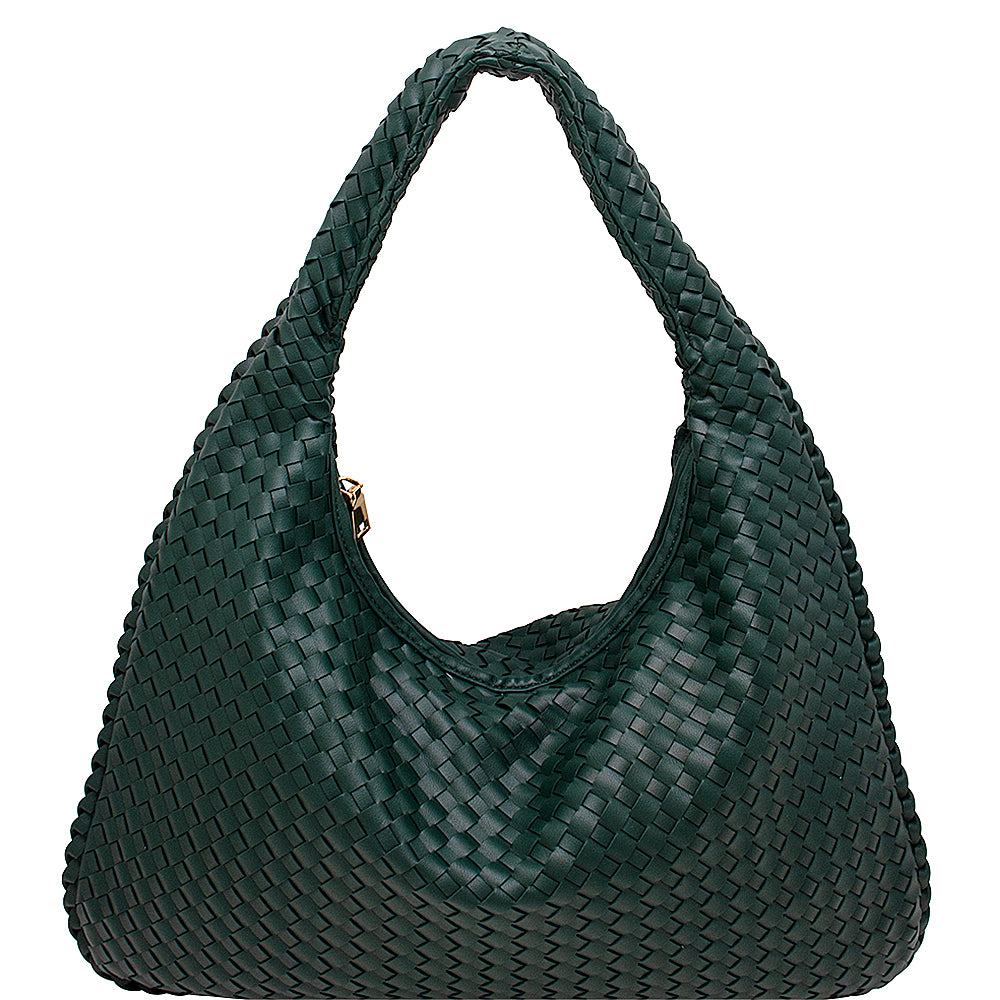 Textured Shoulder Hobo Bag in Green