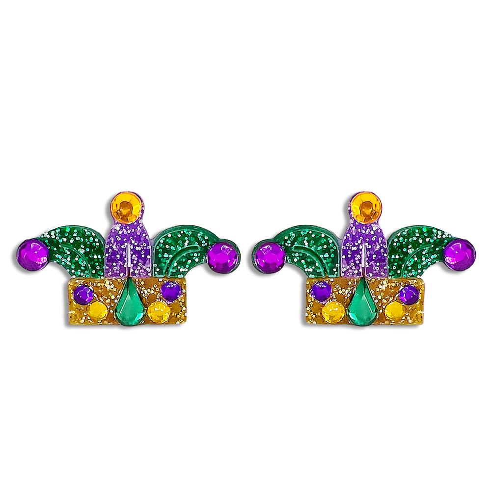 Mardi Gras Jester Hat Stud Earring