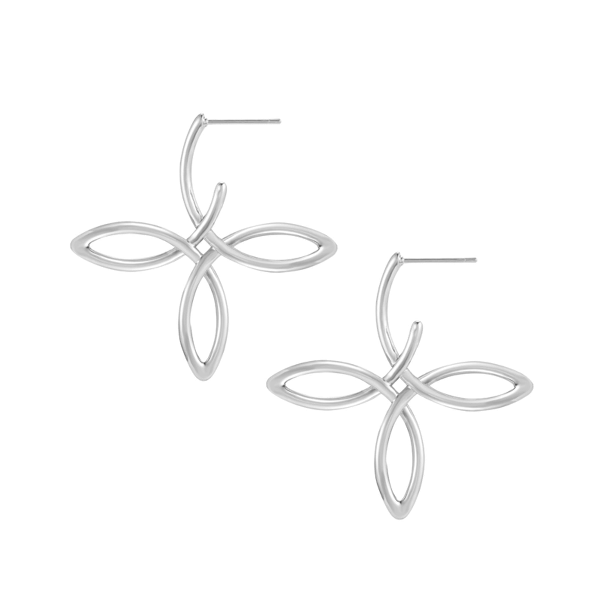 She's Classic Cross Hoop Earrings In Silver