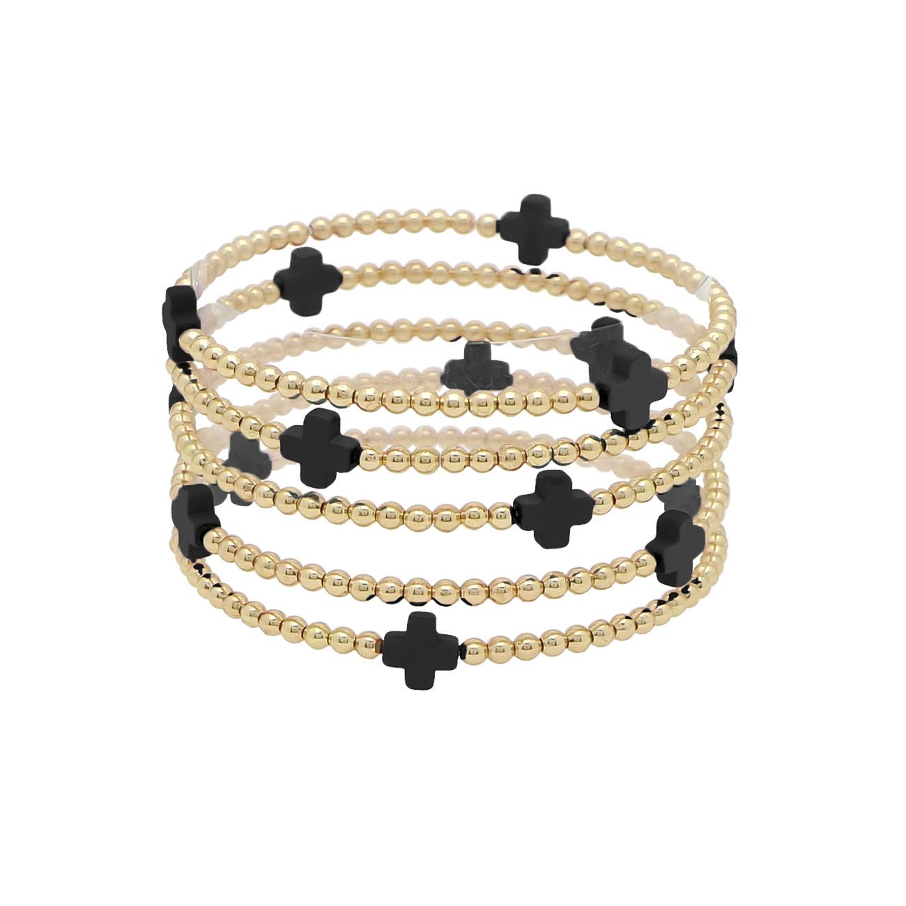 Black Cross Beaded Bracelet