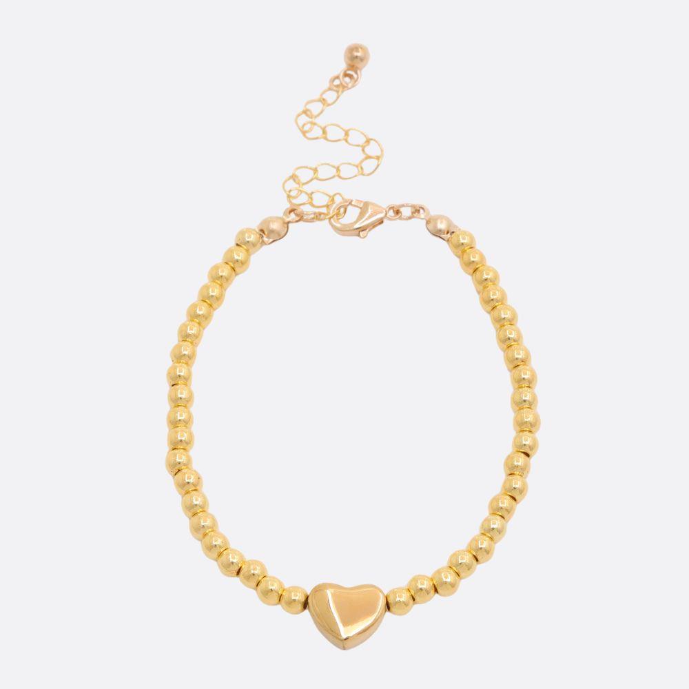 Heart Charm Bead Bracelet