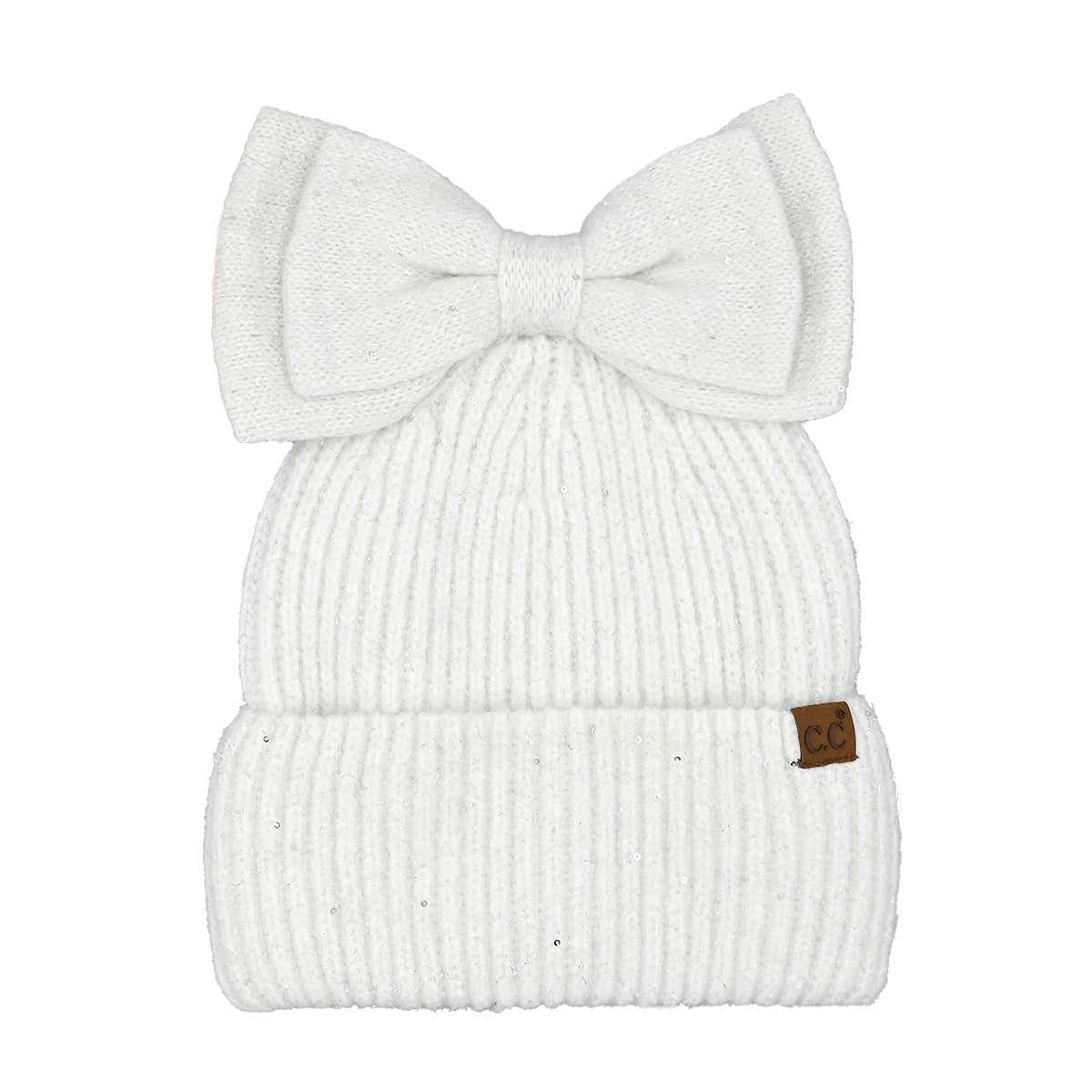 CC Bun Hole Bow Beanie