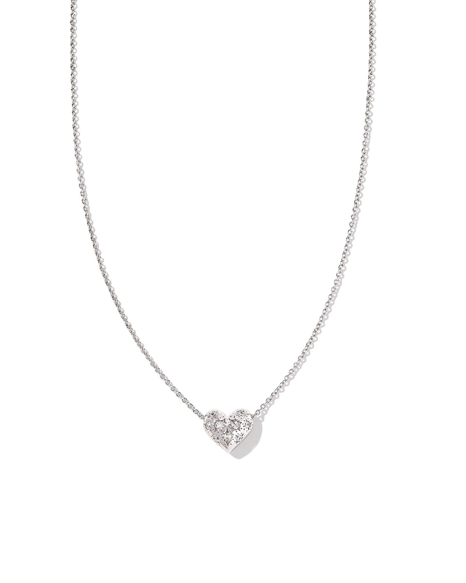 Holland Heart Pendant Necklace in Silver White Crystal