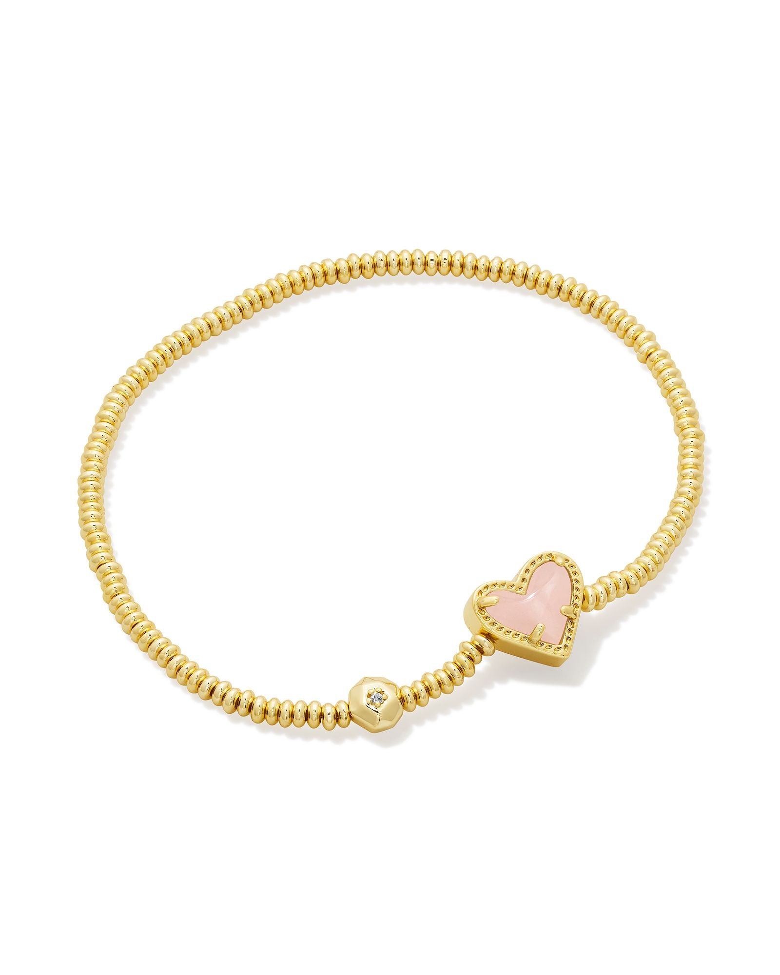 Ari Heart Stretch Bracelet in Gold Rose Quartz