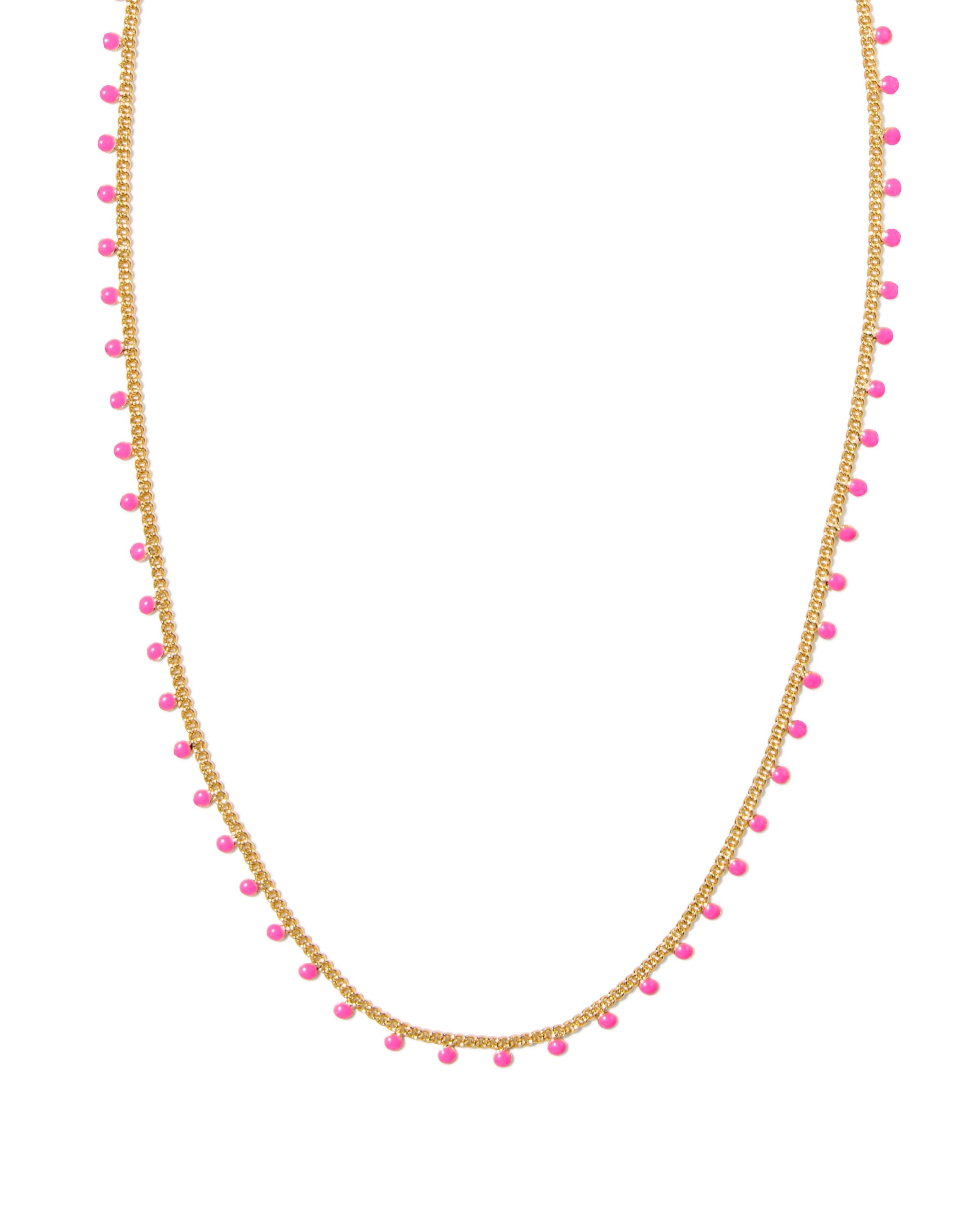 Kelsey Strand Necklace in Gold Pink Enamel