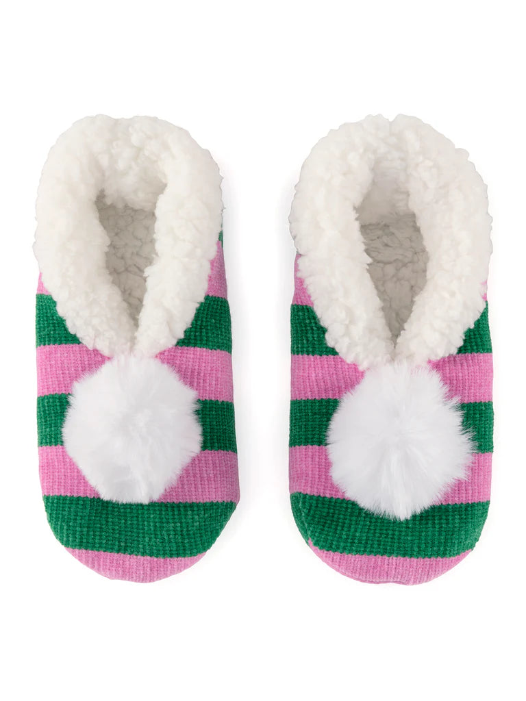 Arya Stripe Slippers in Green