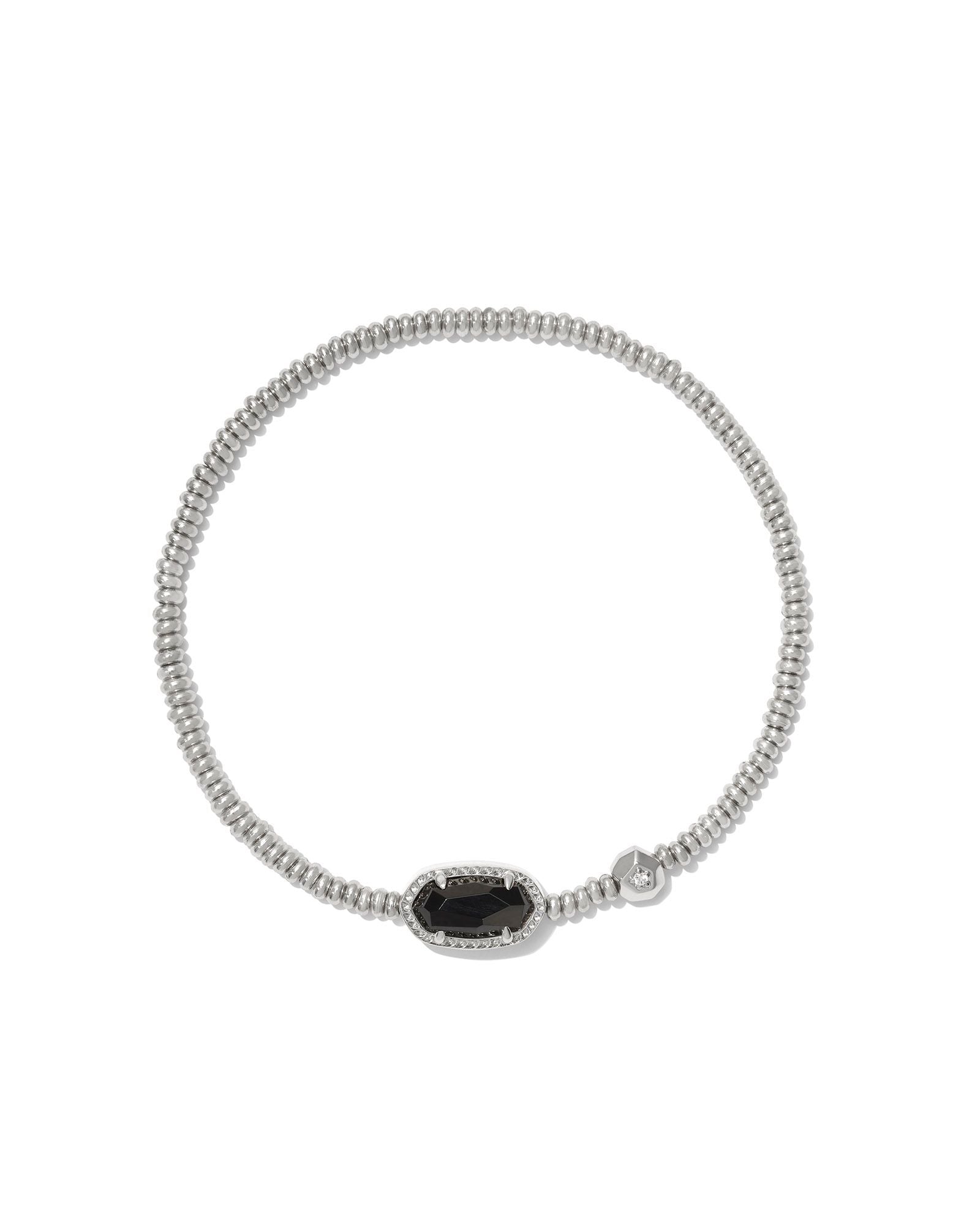 Grayson Stretch Bracelet in Rhodium Black Agate