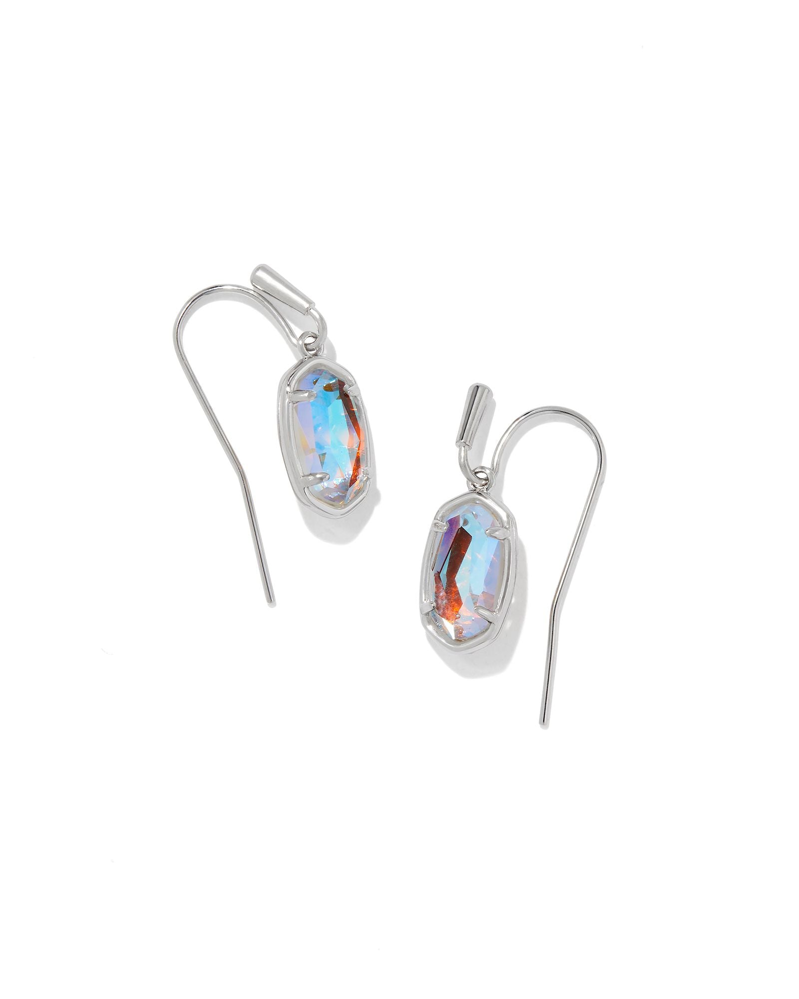 Grayson Drop Earrings Rhodium Dichroic Glass