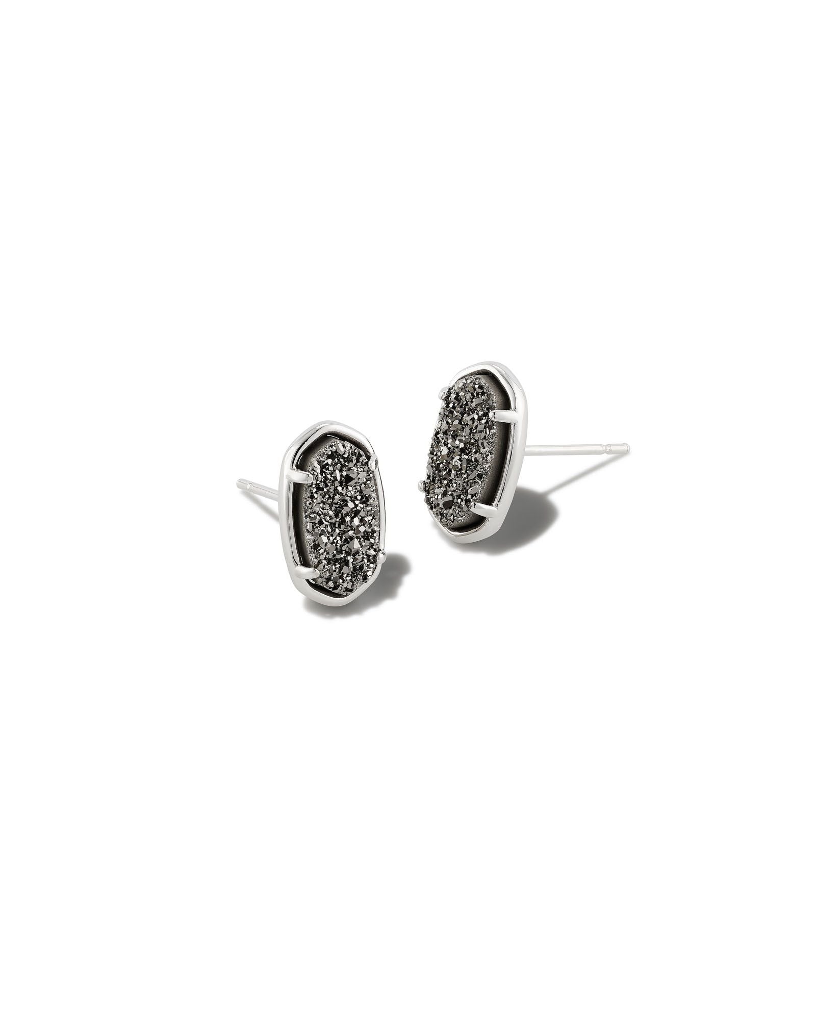 Grayson Silver Stud Earrings In Platinum Drusy