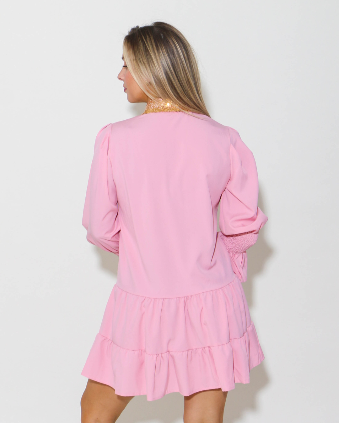 Sequin Nutcracker Poplin Mini Dress in Pink