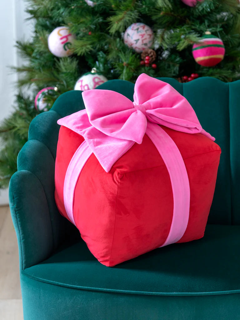 Red Large Gift Box Pillow