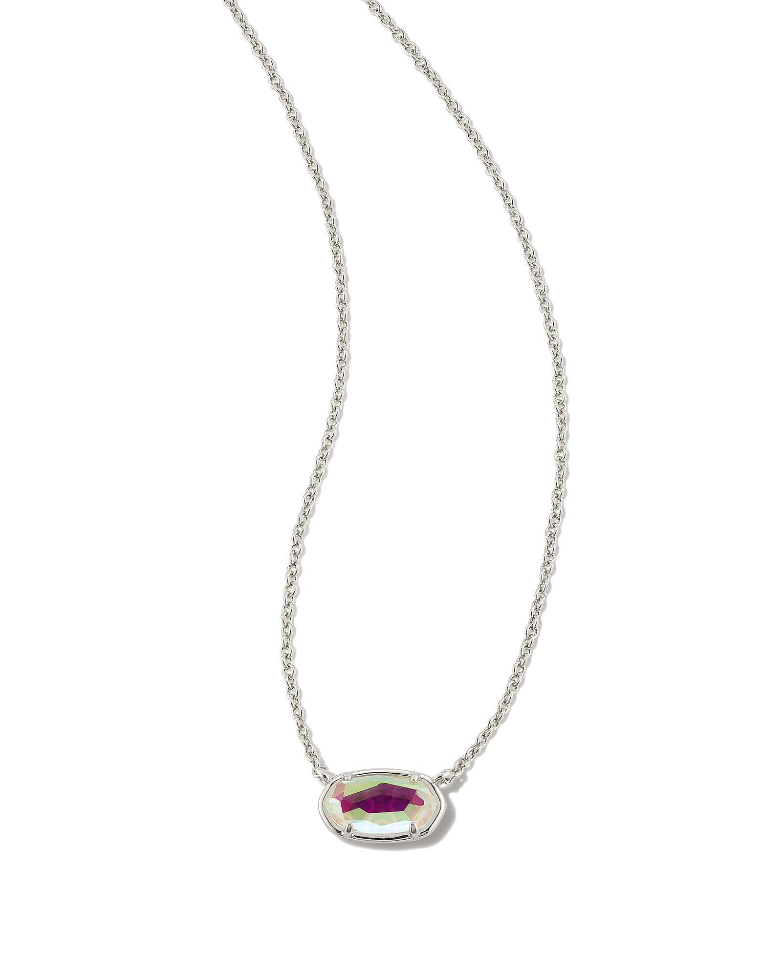 Grayson Short Pendant Necklace in Rhodium Dichroic Glass