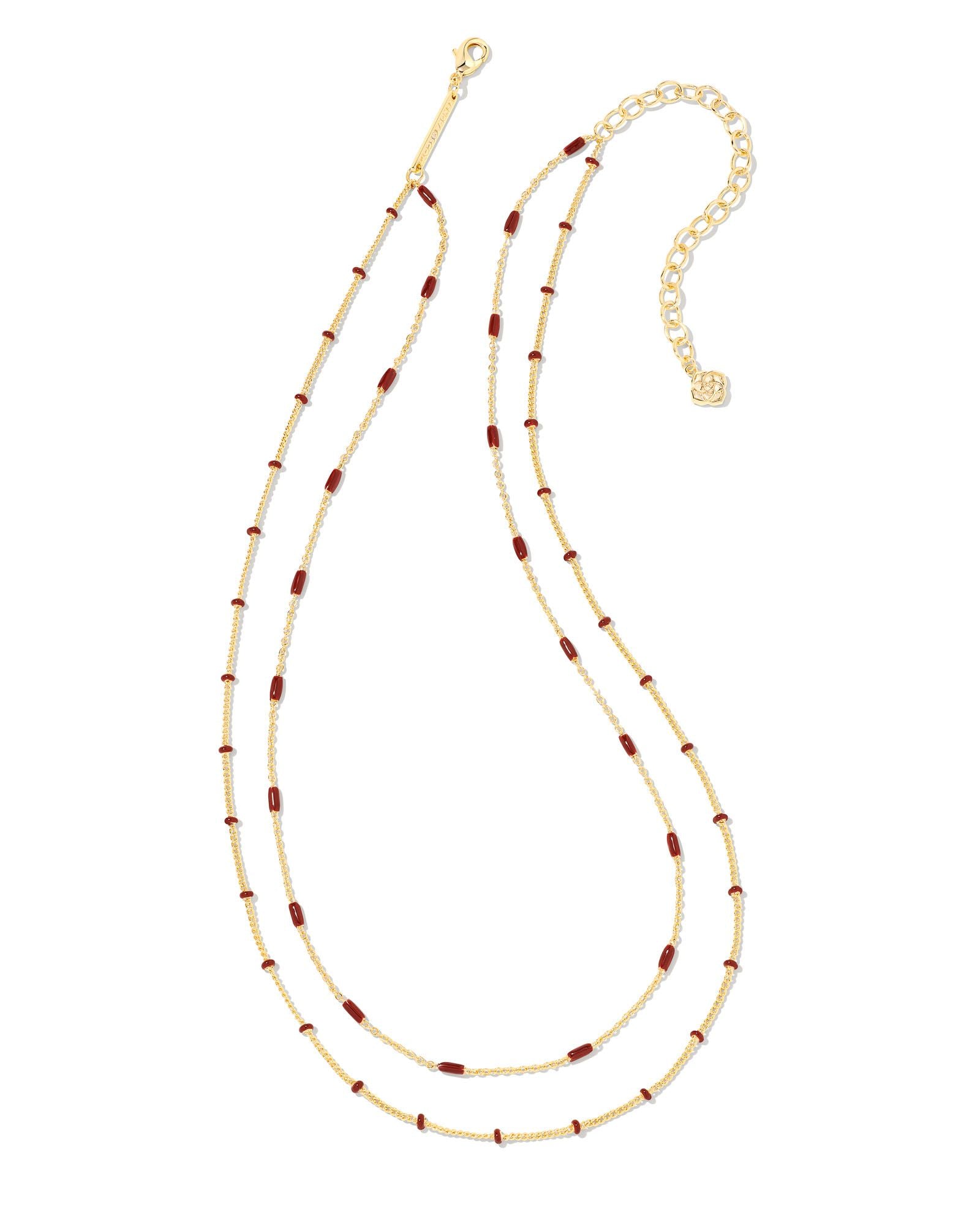 Dottie Multi Strand Necklace in Gold/Burgundy