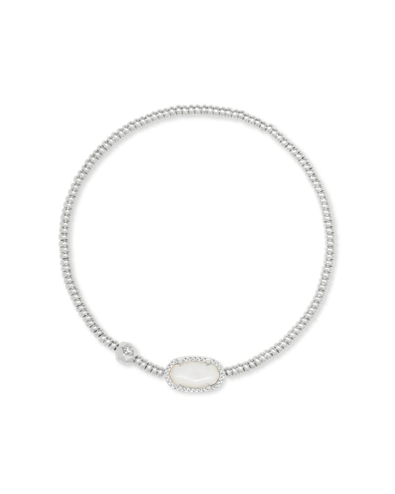 Grayson Stretch Bracelet  in Rhodium Ivory Mother of Pearl