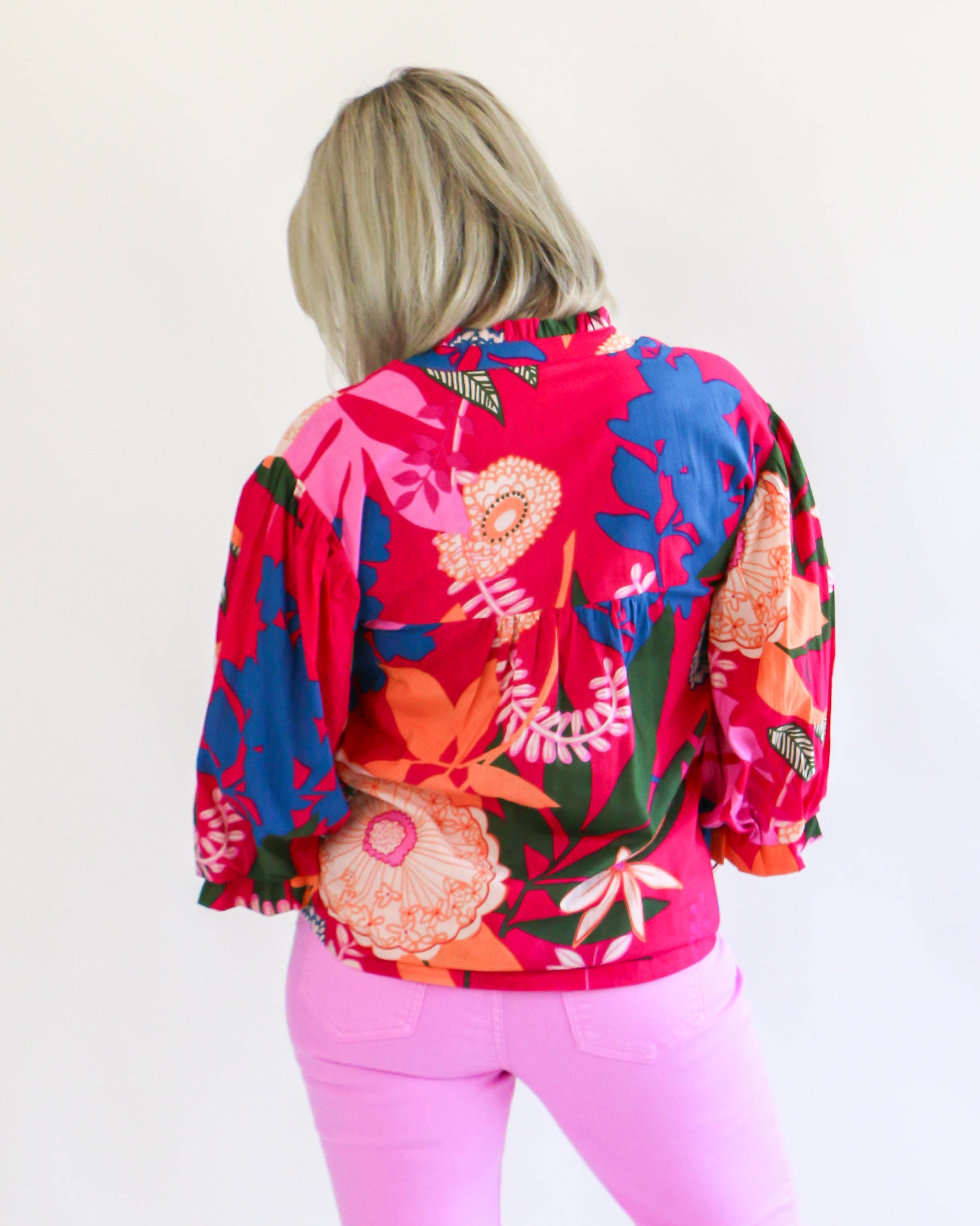 Wild Blooming Top in Hot Pink