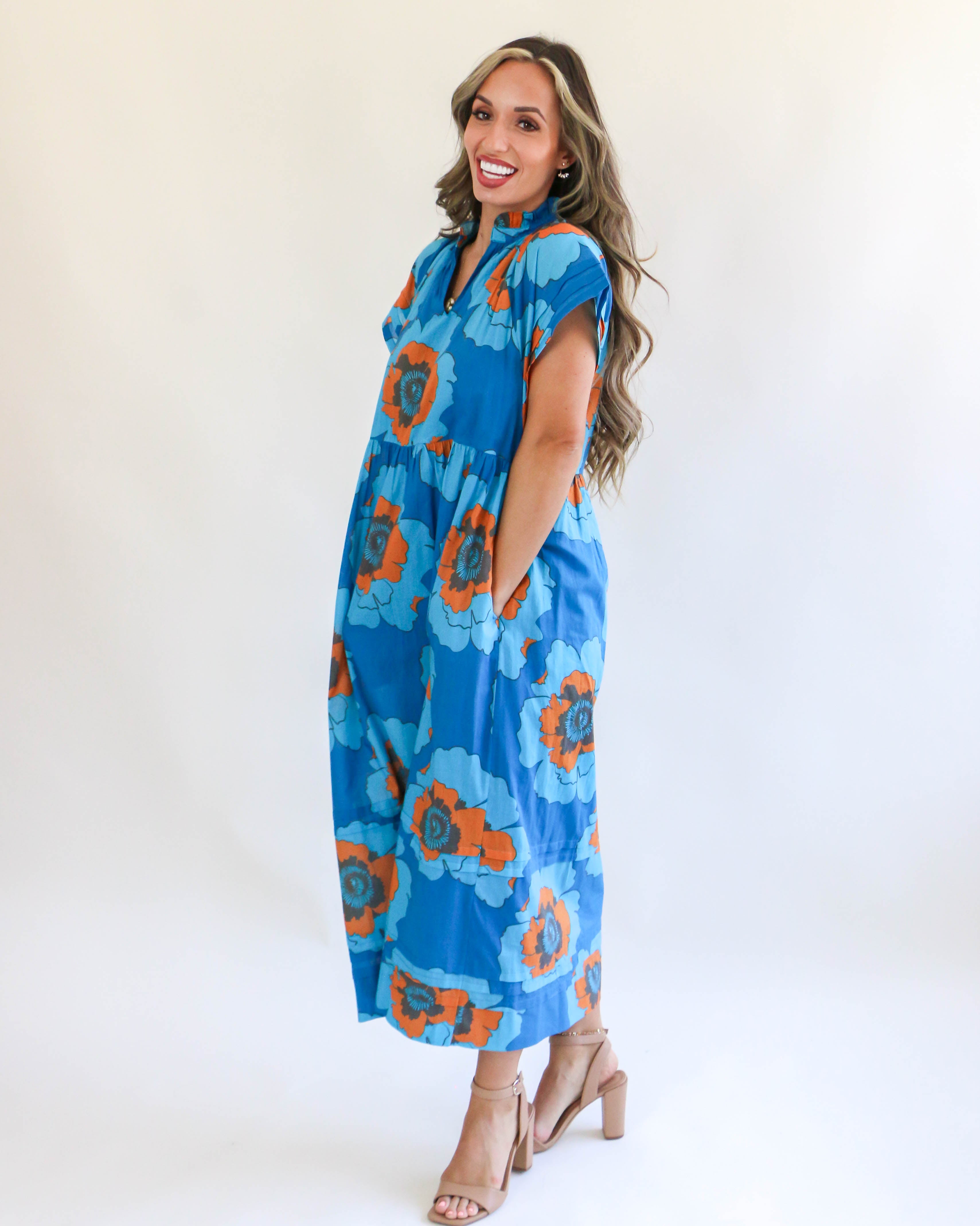 Large Poppy Dress in Blue