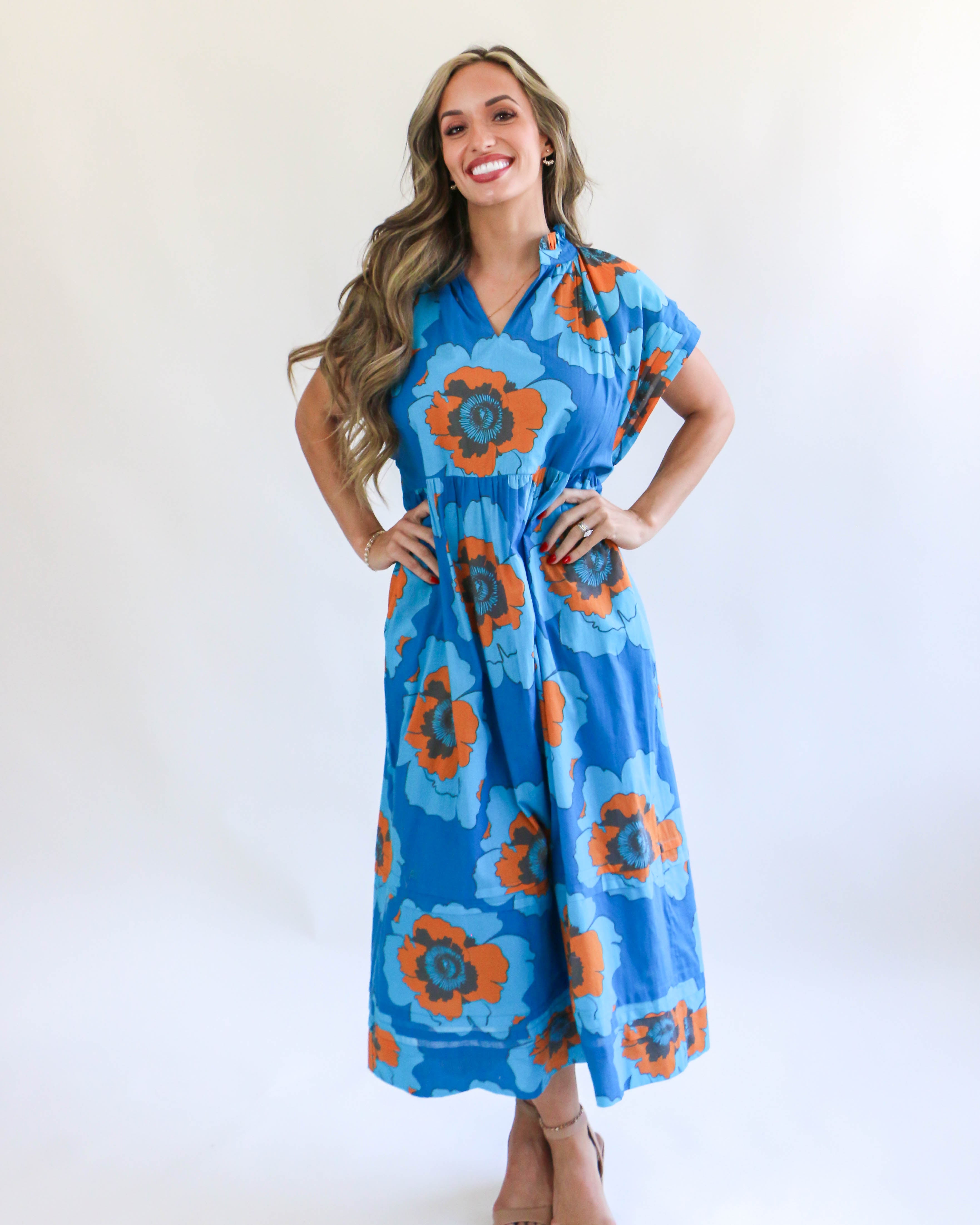 Large Poppy Dress in Blue