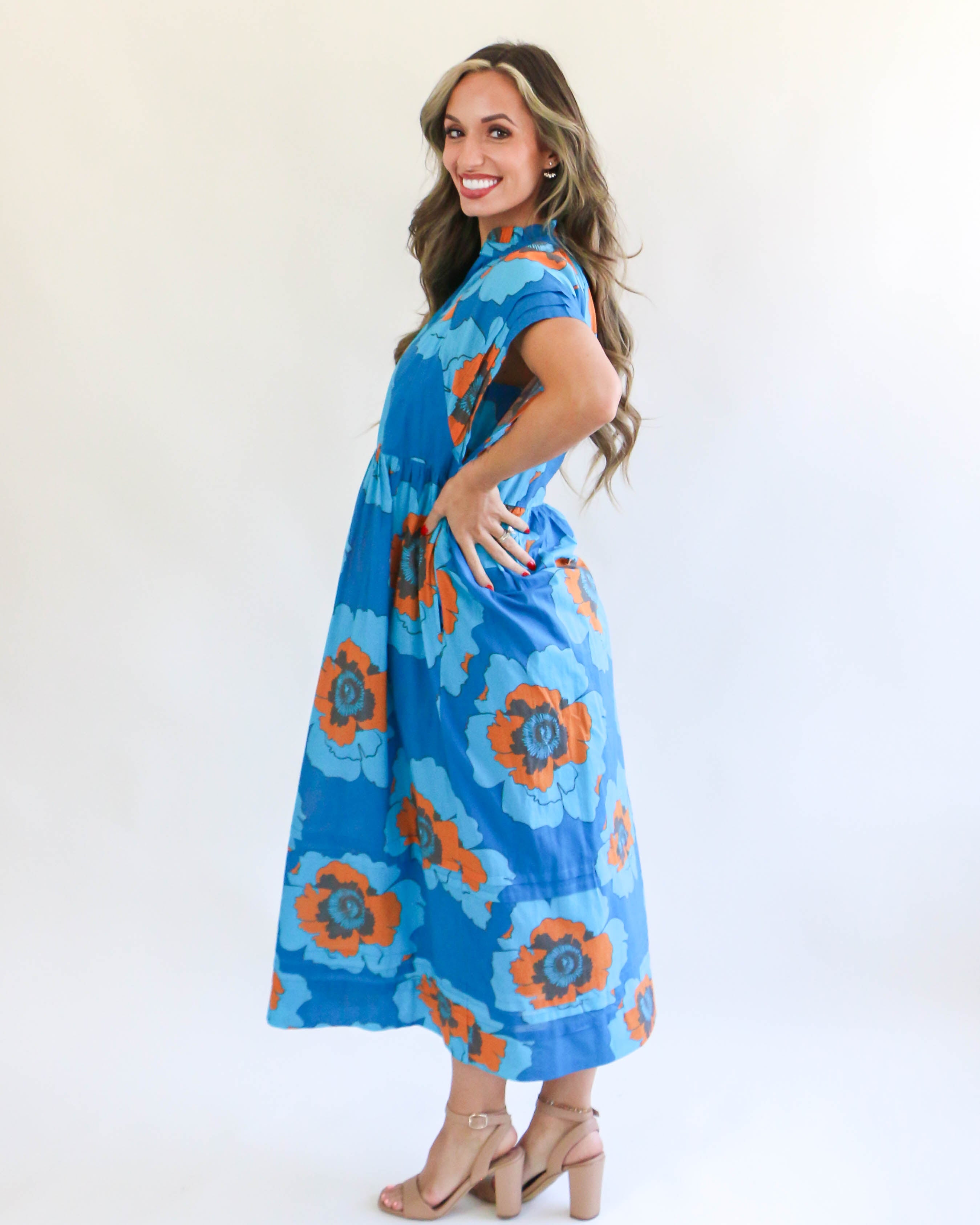 Large Poppy Dress in Blue