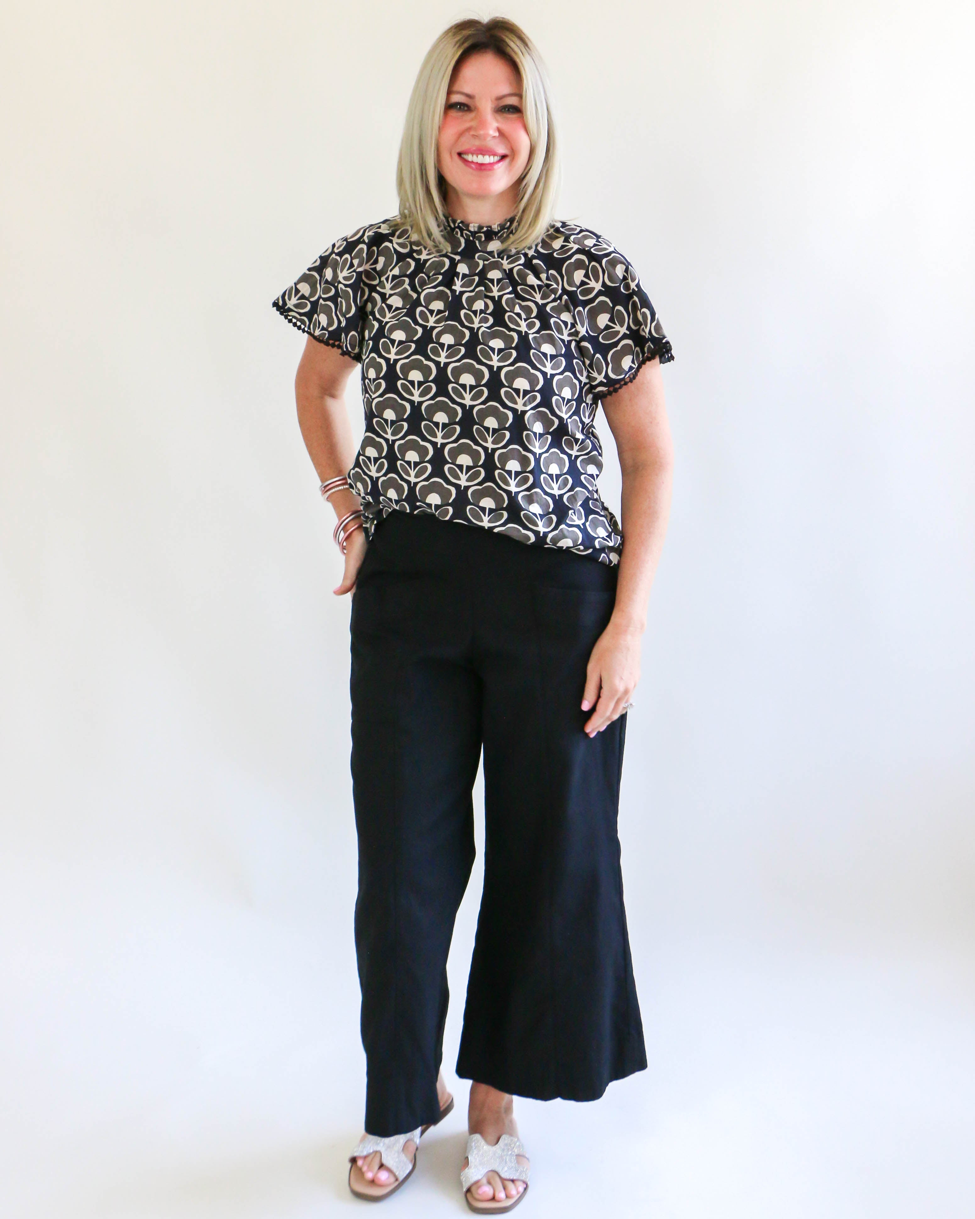 Linen Slouch Pocket Pant in Black