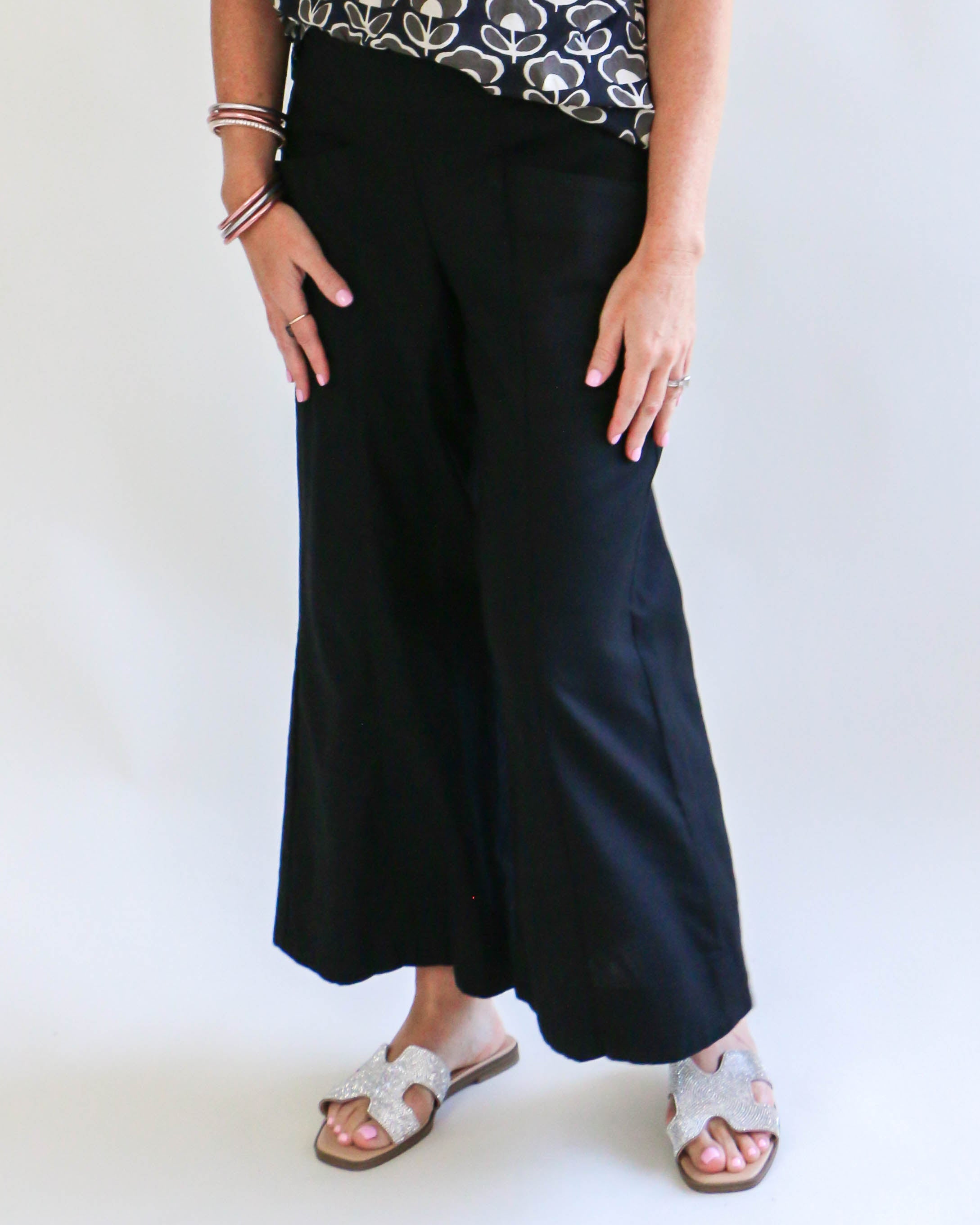 Linen Slouch Pocket Pant in Black