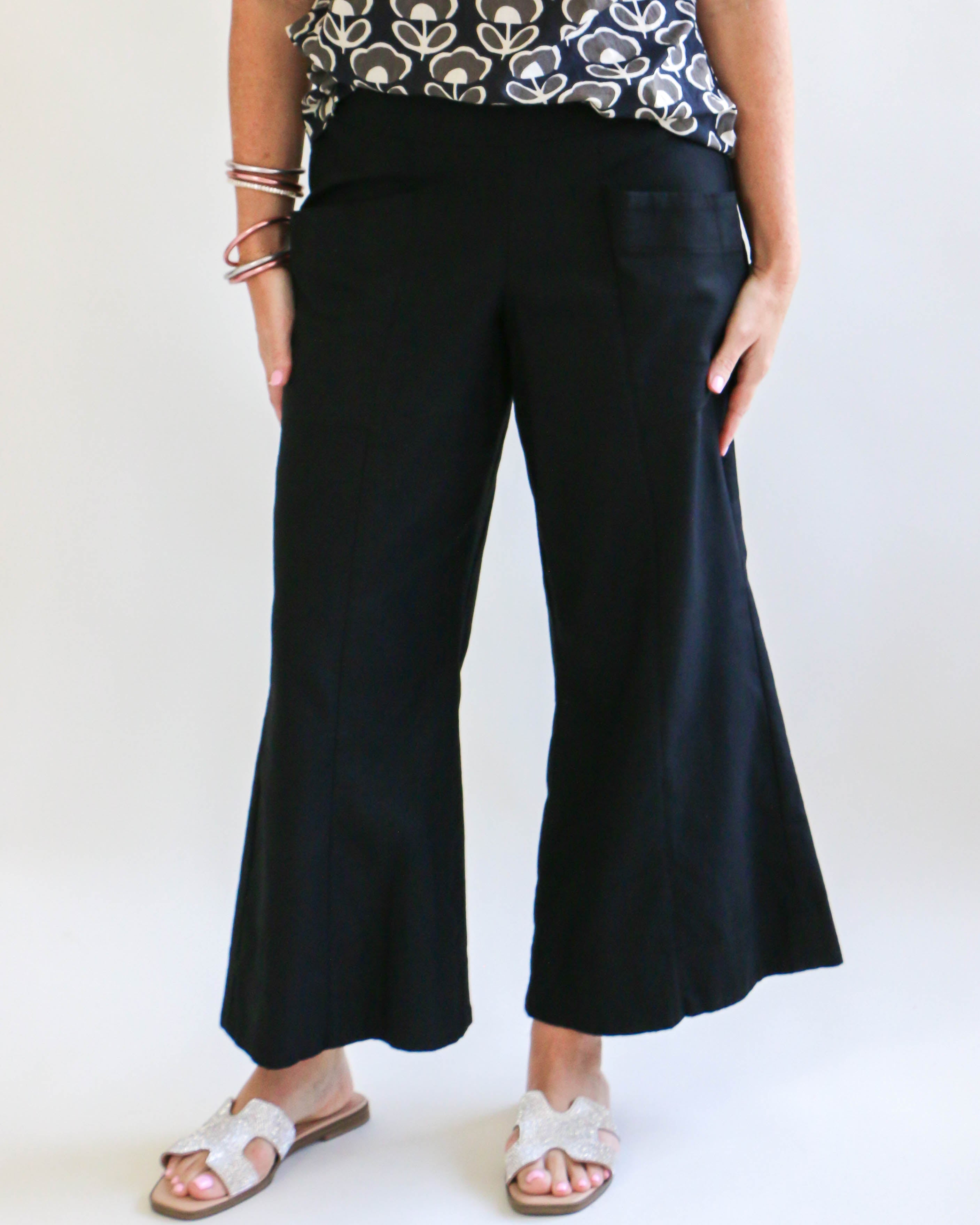 Linen Slouch Pocket Pant in Black