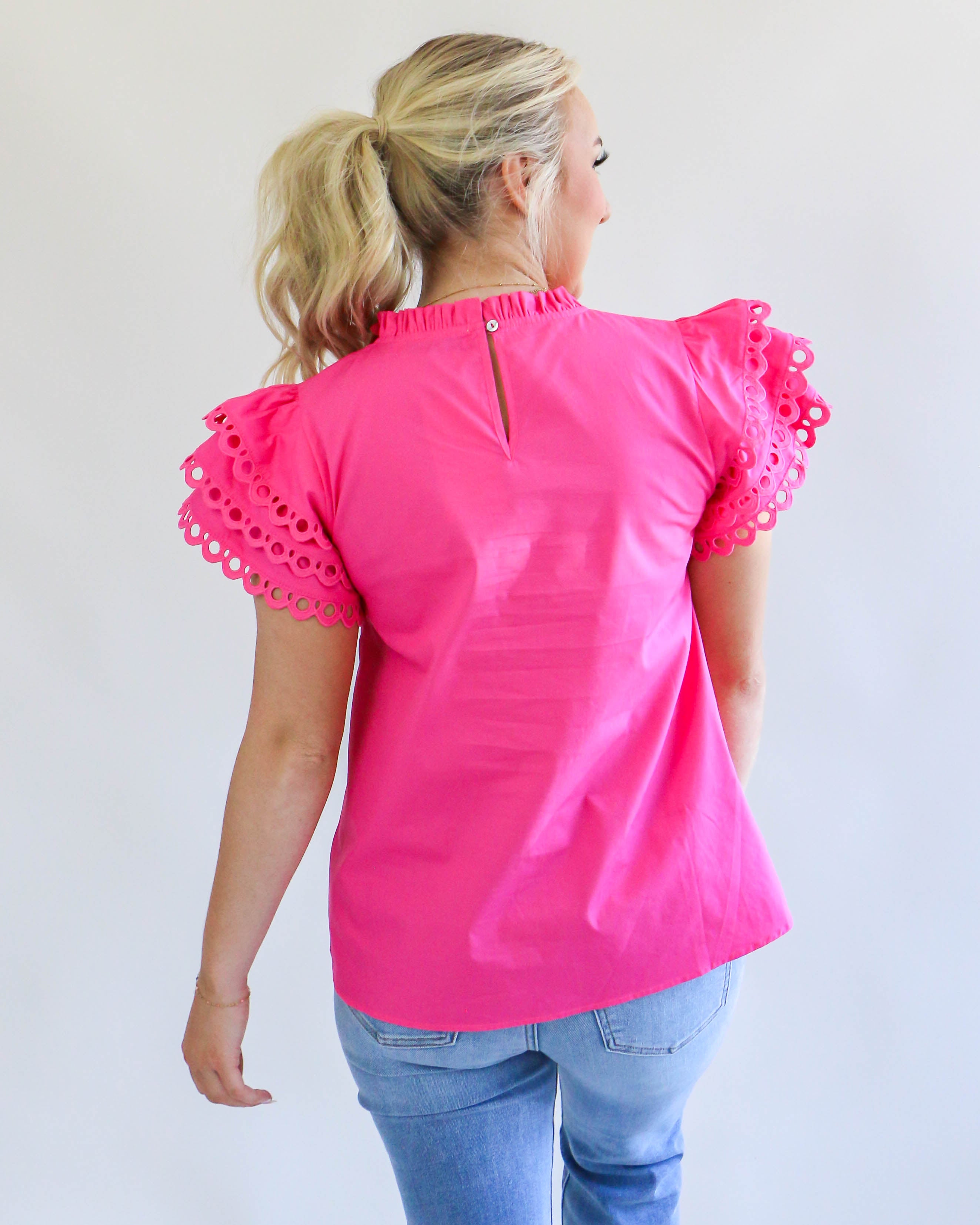 Pink Ruffle Sleeve Top