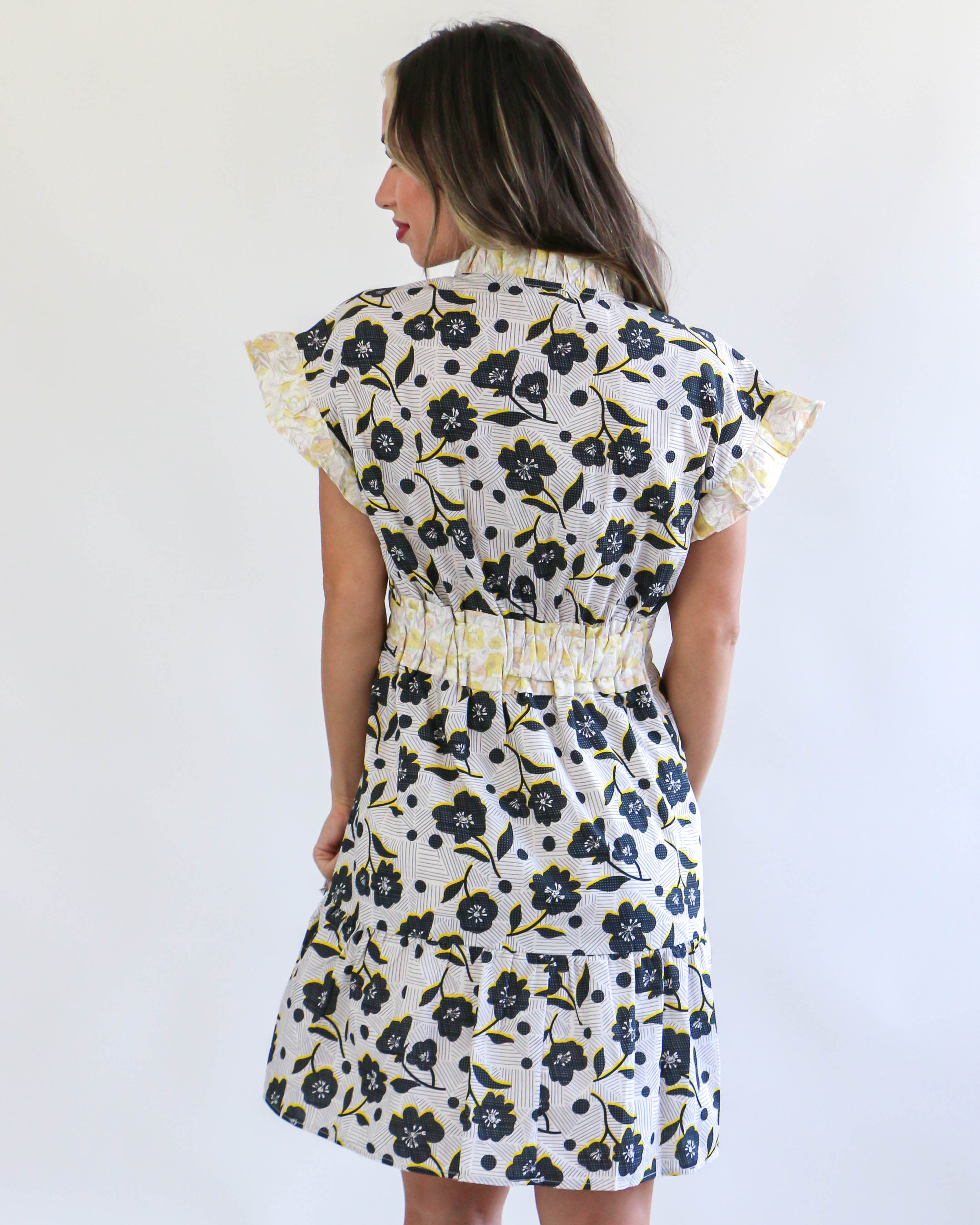 Flutter Sleeve Flower Print Dress