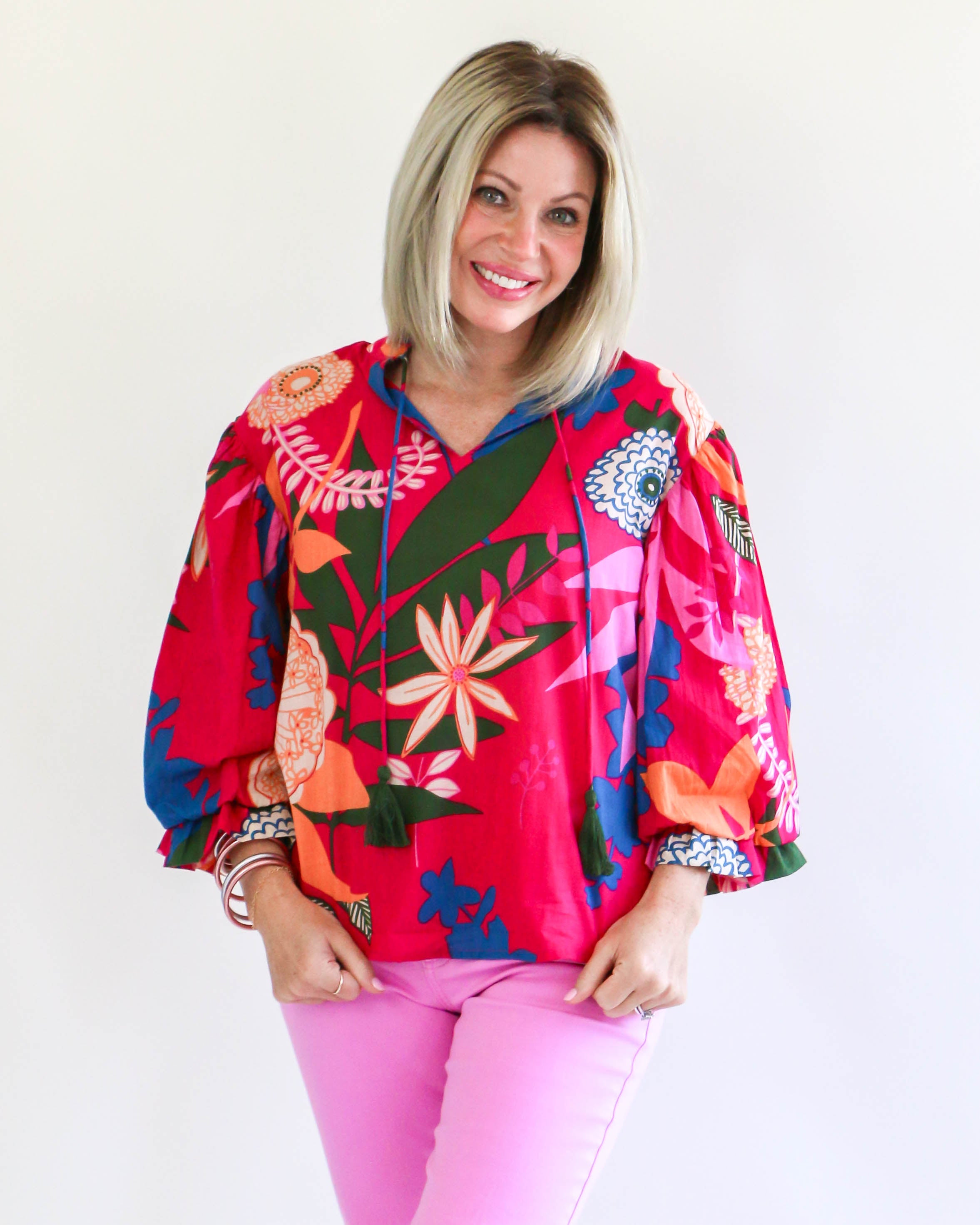 Wild Blooming Top in Hot Pink