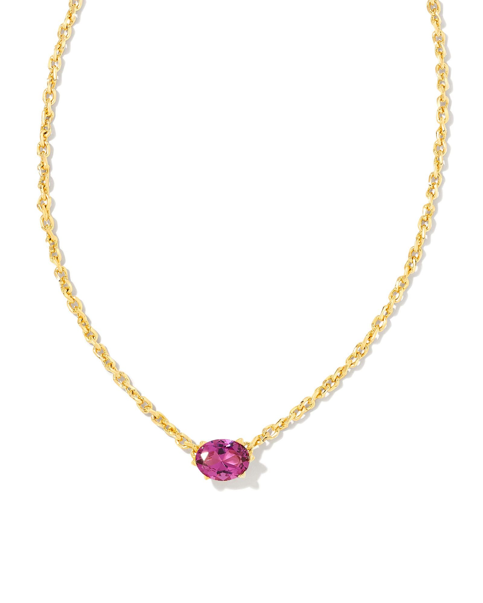 Cailin Crystal Pendant Necklace in Gold Purple Crystal