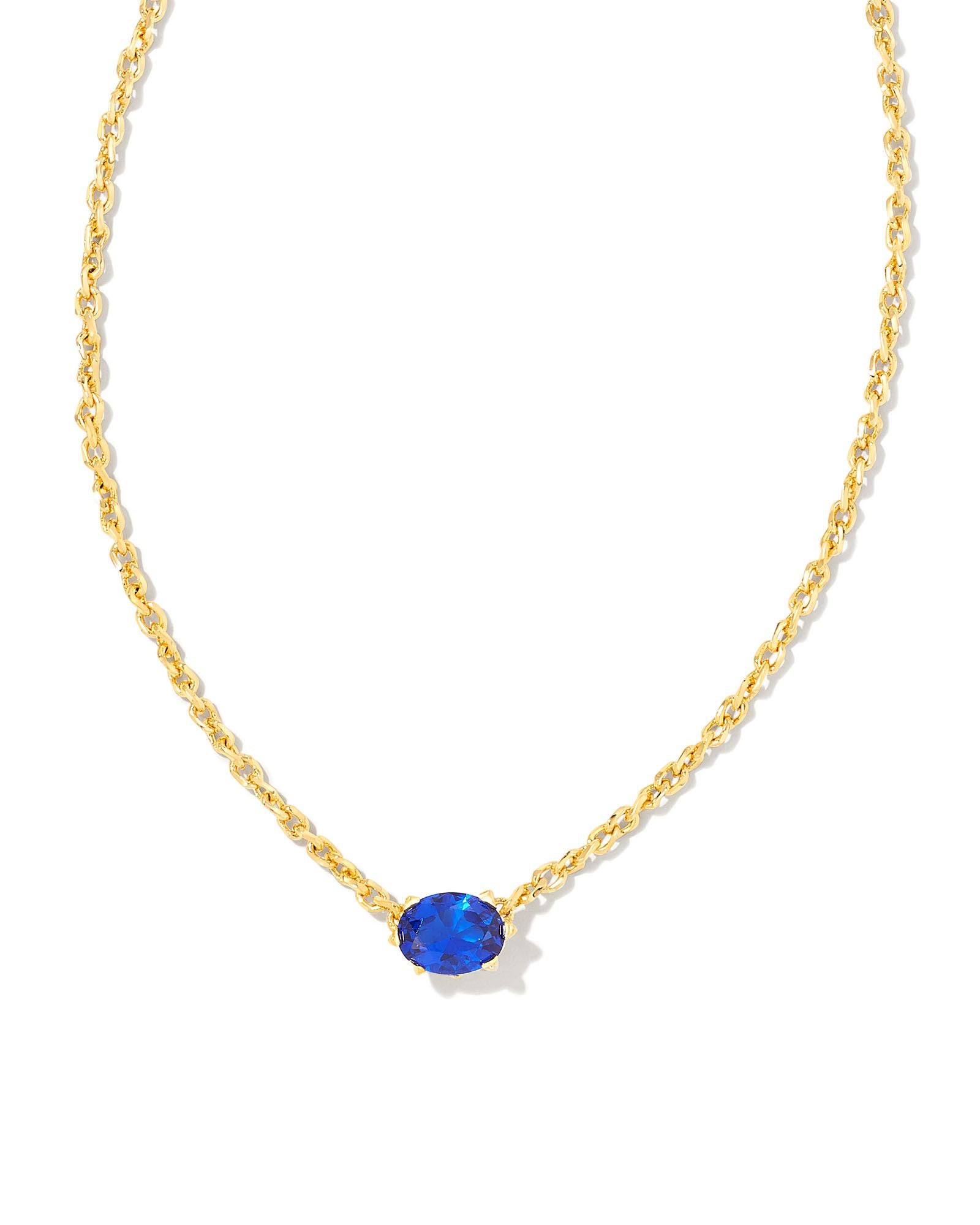 Cailin Crystal Pendant Necklace in Gold Blue Crystal