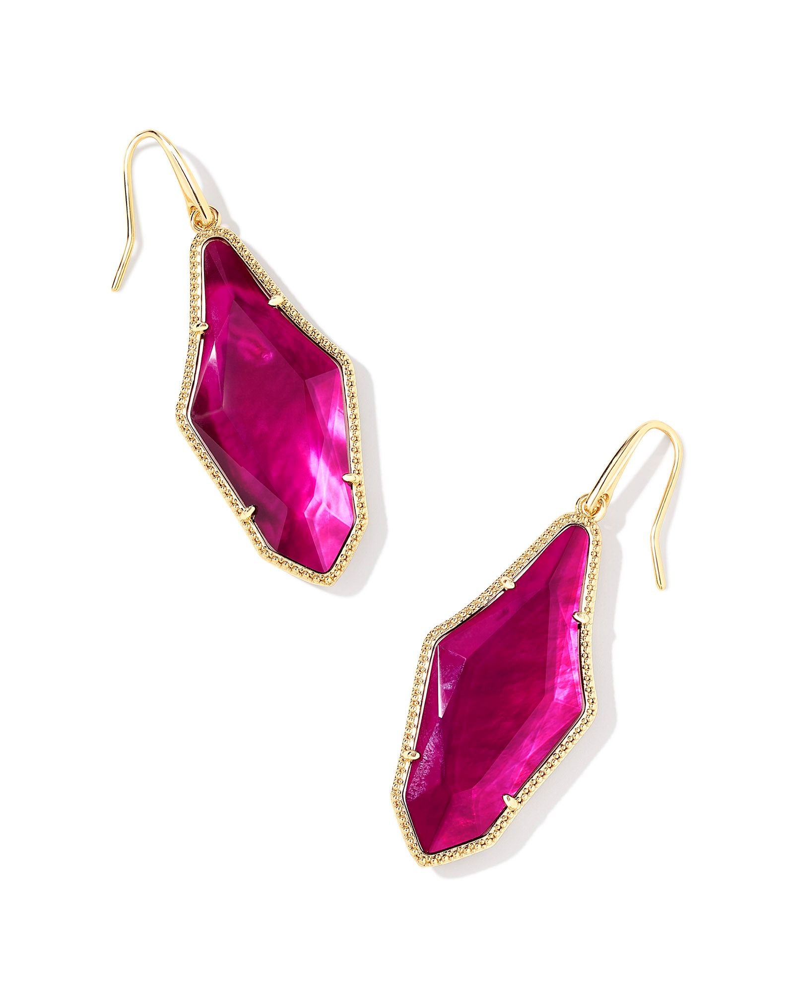 Evelyn Drop Earring in Gold Dark Magenta Illusion