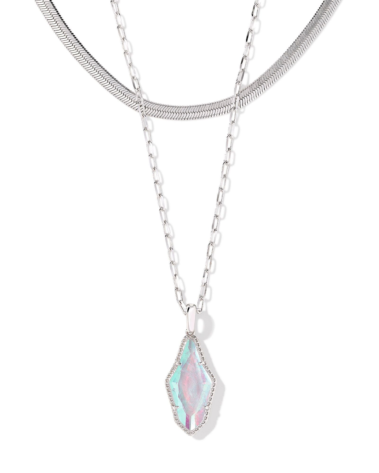 Evelyn Multi Strand Necklace in Silver Rock Crystal Dichroic