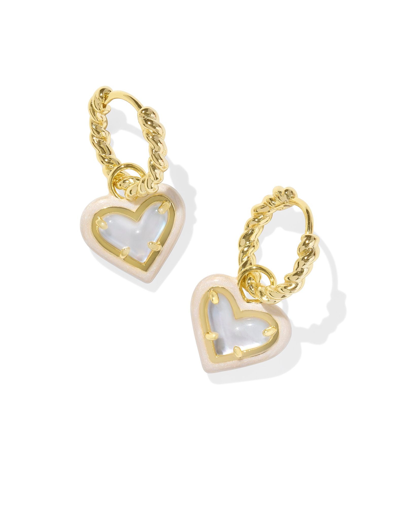 Ari Heart Enamal Hugglie in Gold Ivory Mother of Pearl