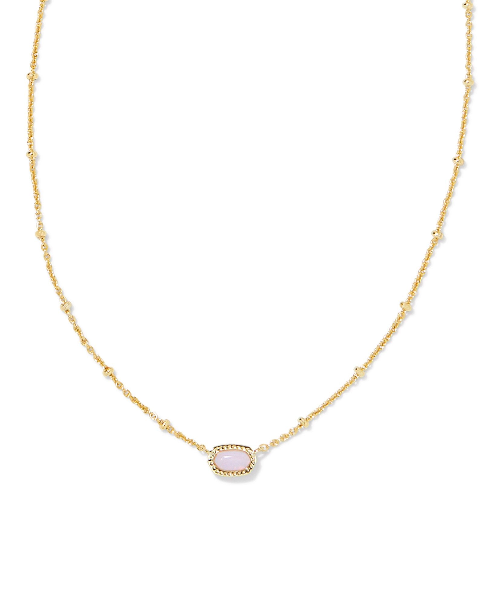 Mini Elisa Satellite Pendant Necklace in Gold Pink Opalite Crystal