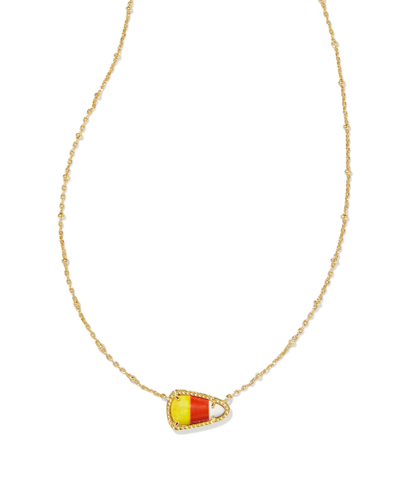 Candy Corn Short Pendant Necklace in Gold Candy Corn Magnesite