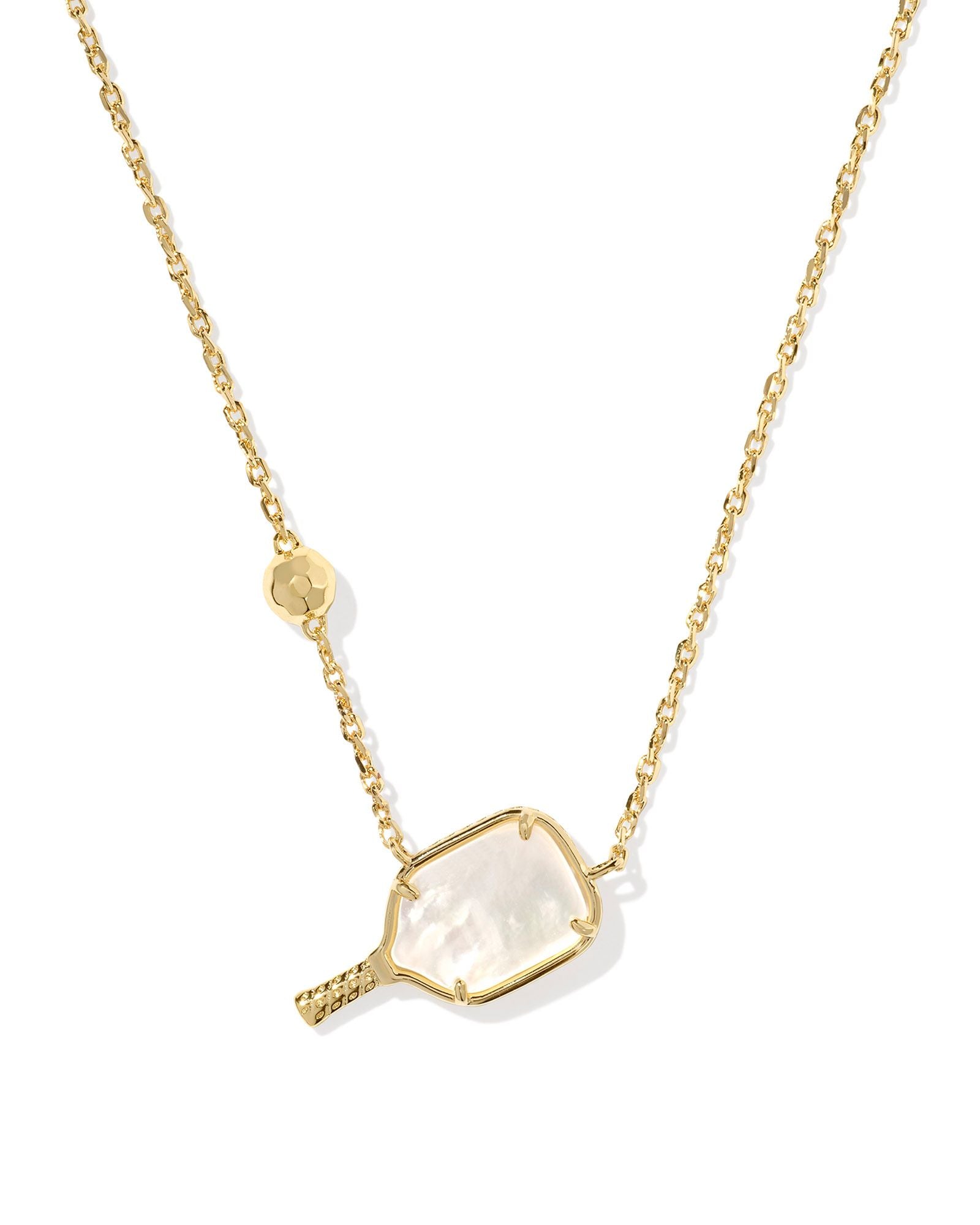 Pickleball Short Pendant Necklace in Gold Ivory Mother of Pearl