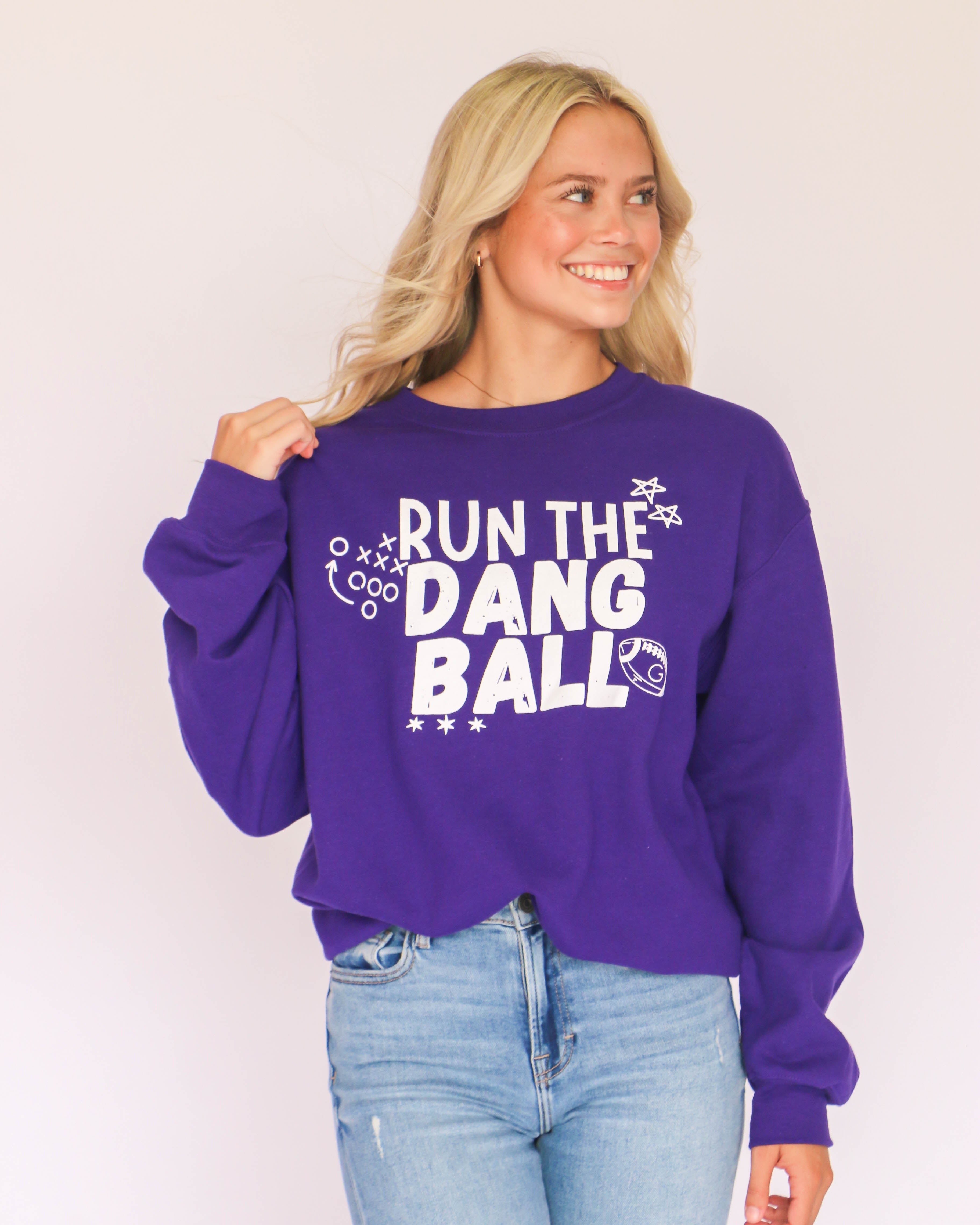 Run the Dang Ball Sweatshirt in Purple