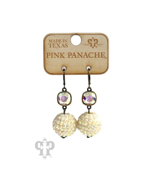 White Crystal Ball Earring