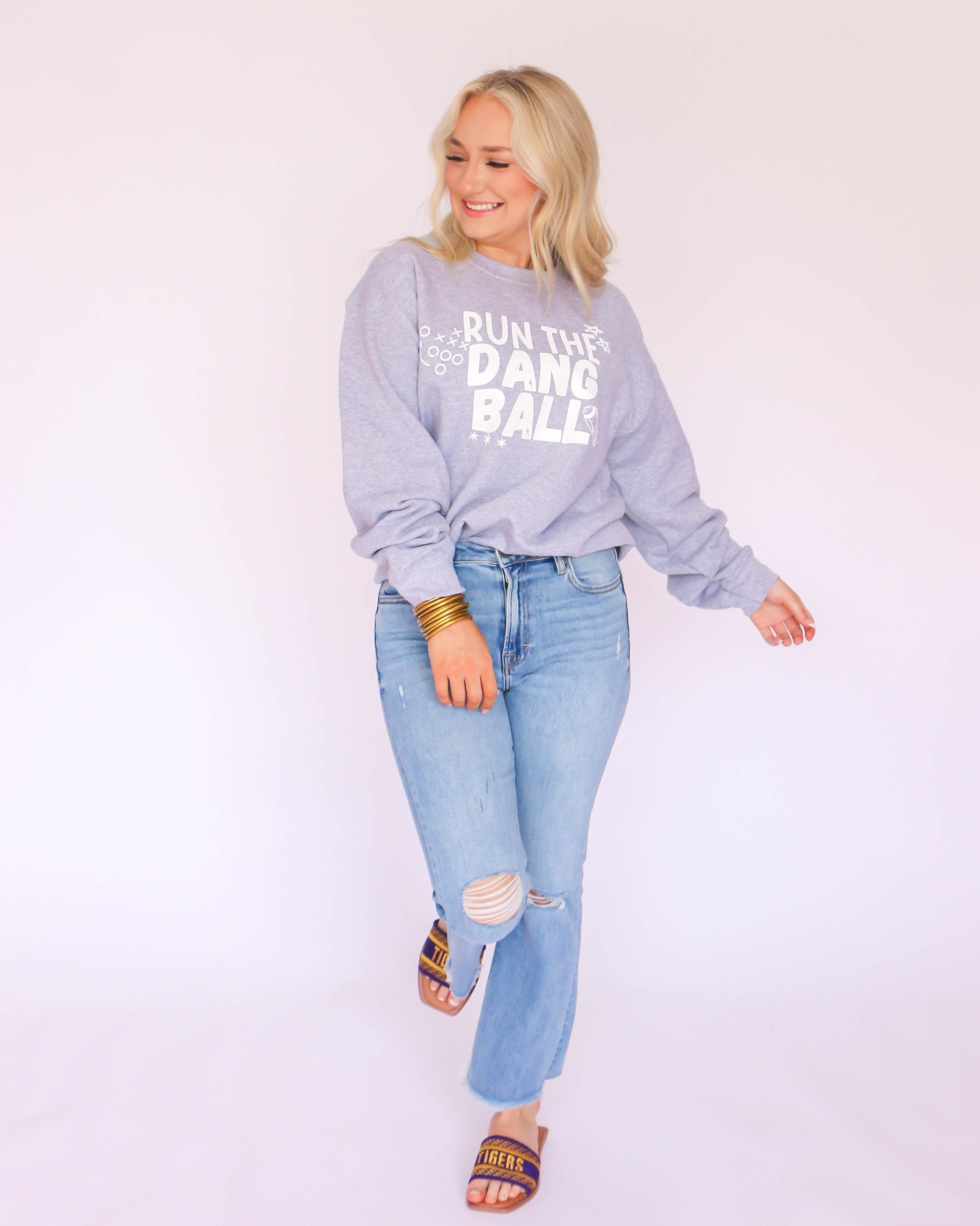 Run the Dang Ball Sweatshirt in Grey