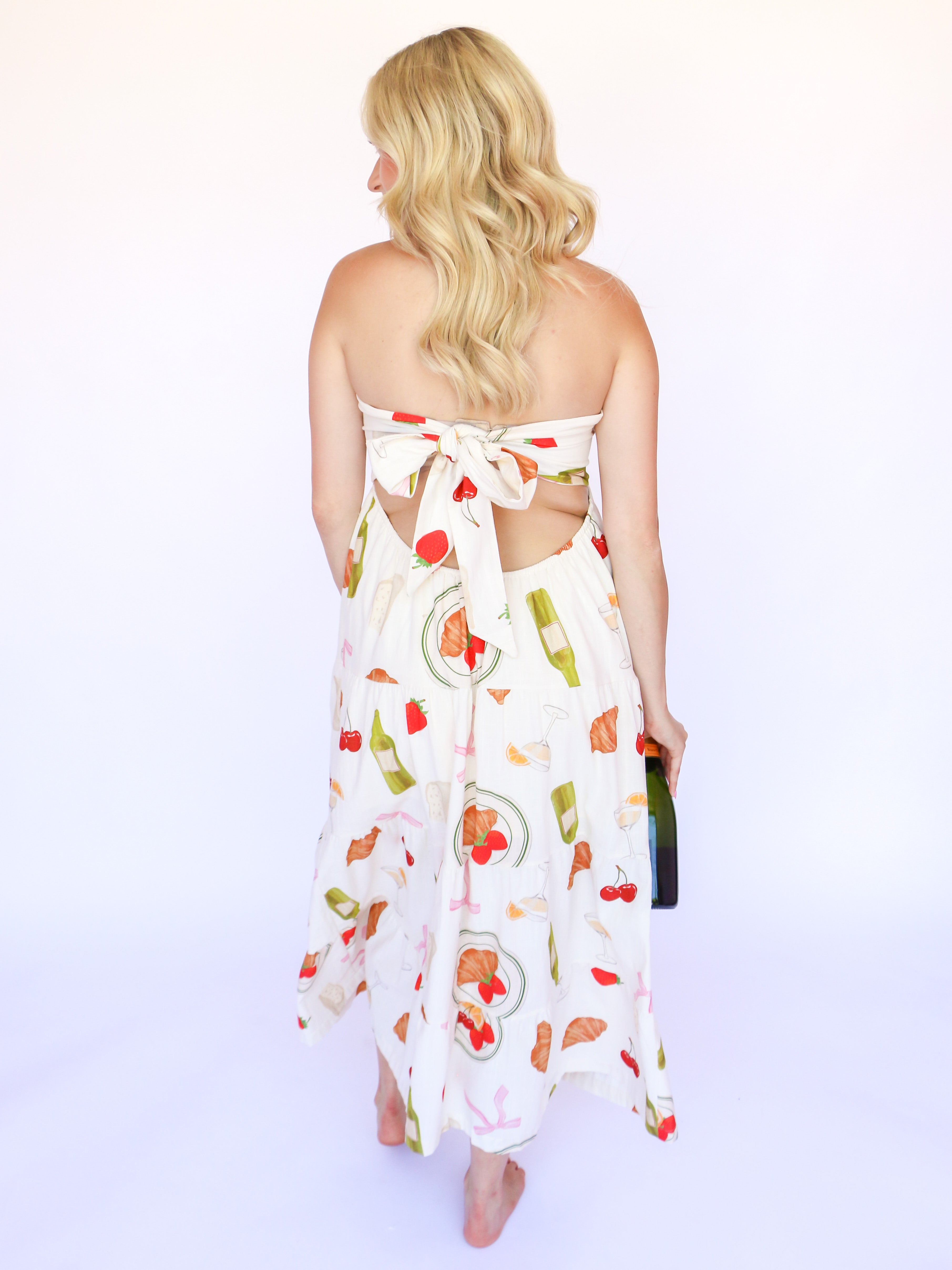 "Picnic Sunday" Strapless Midi Dress