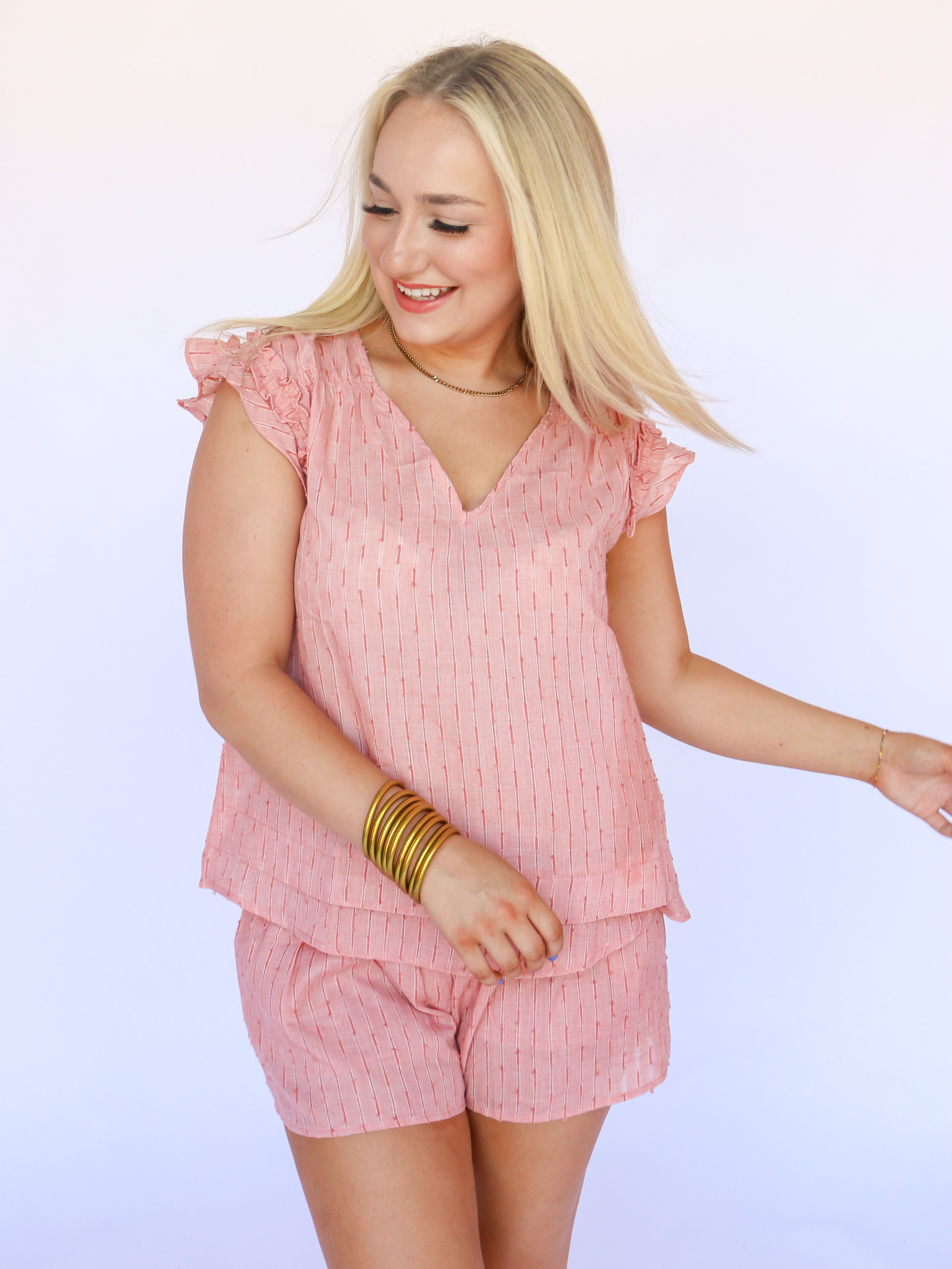 Solid Cotton Woven Cute Top & Shorts Set